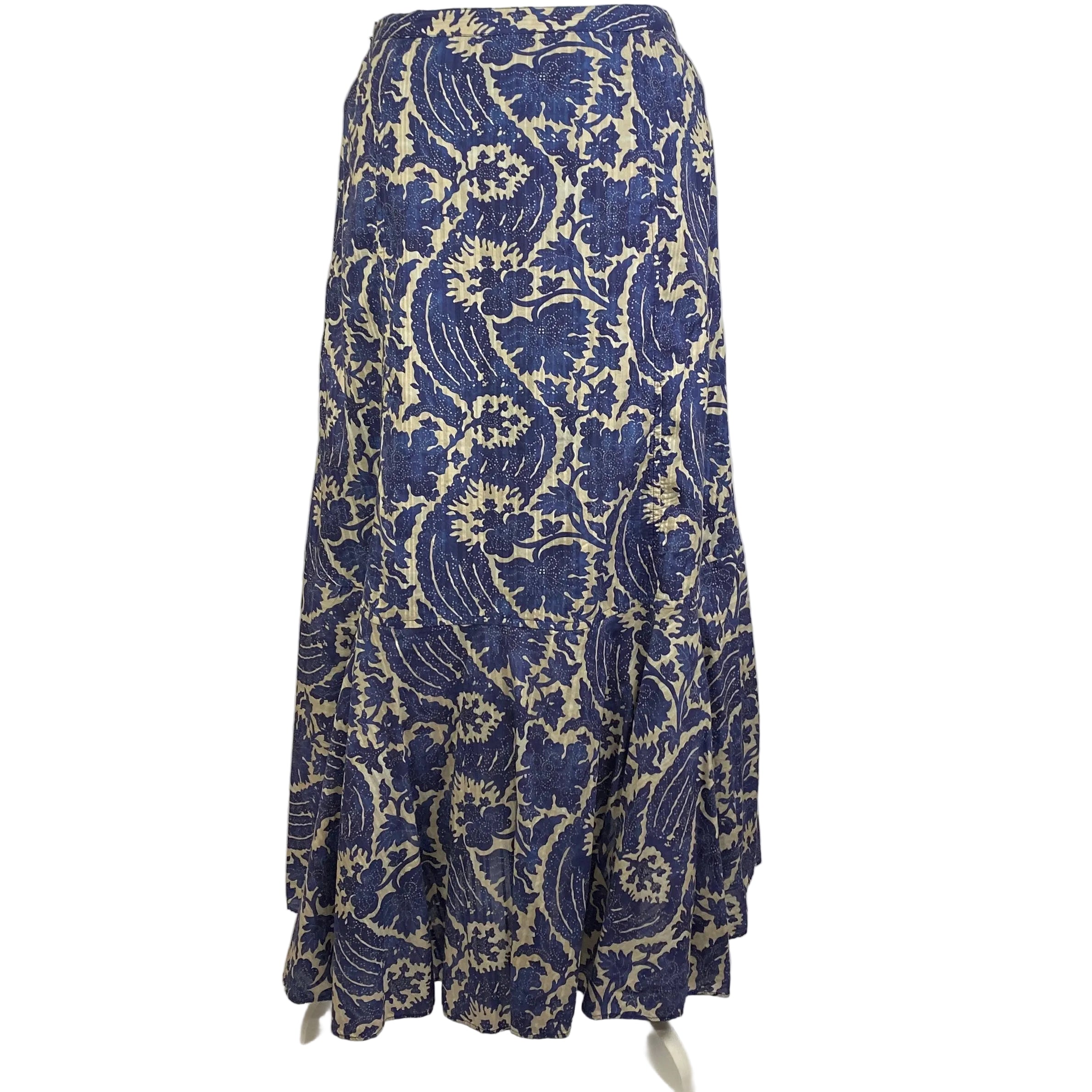 Ulla Johnson New Blue & White Print Cotton Mix Skirt M
