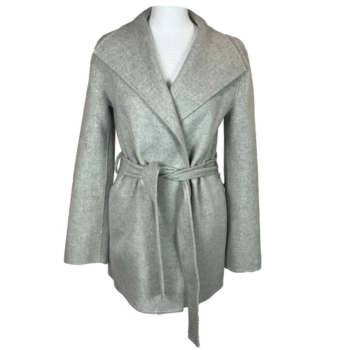 Joseph £795 Pearl Grey Double Face Cashmere Belted Lima Jacket XXS/XS/S