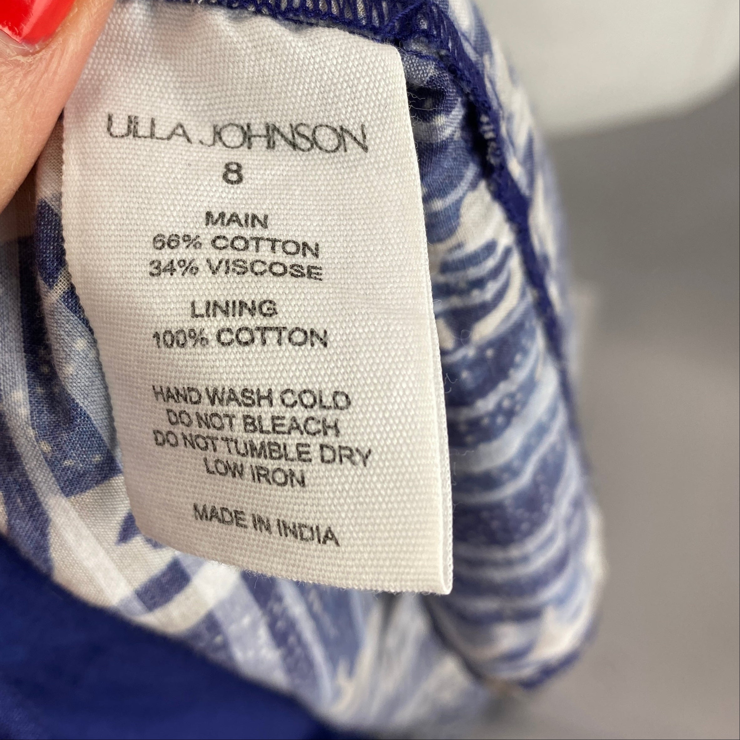 Ulla Johnson New Blue & White Print Cotton Mix Skirt M
