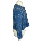 Prada Blue Painted Linen & Cotton Weave Jacket L