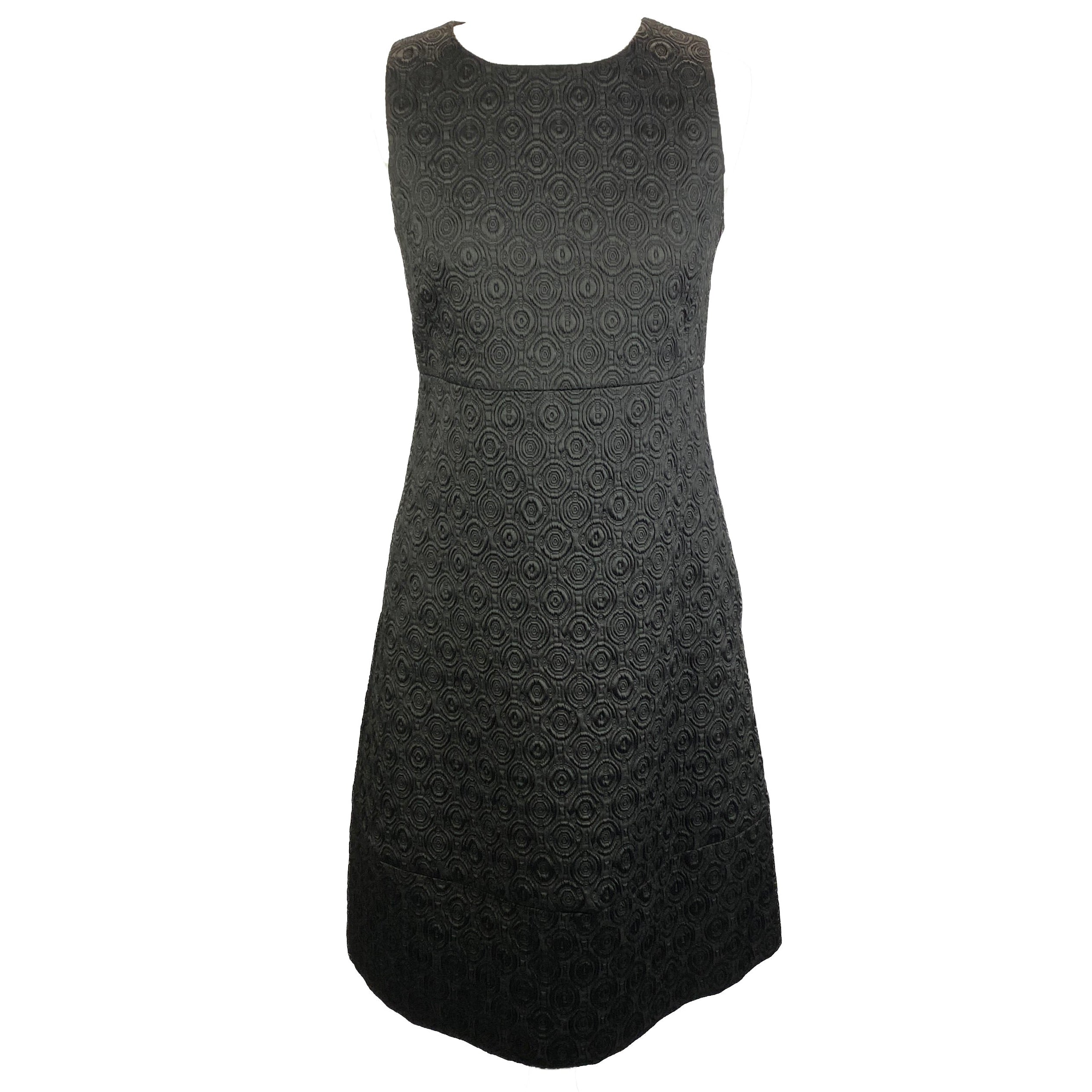 Max Mara Black Textured Jacquard Shift Dress S
