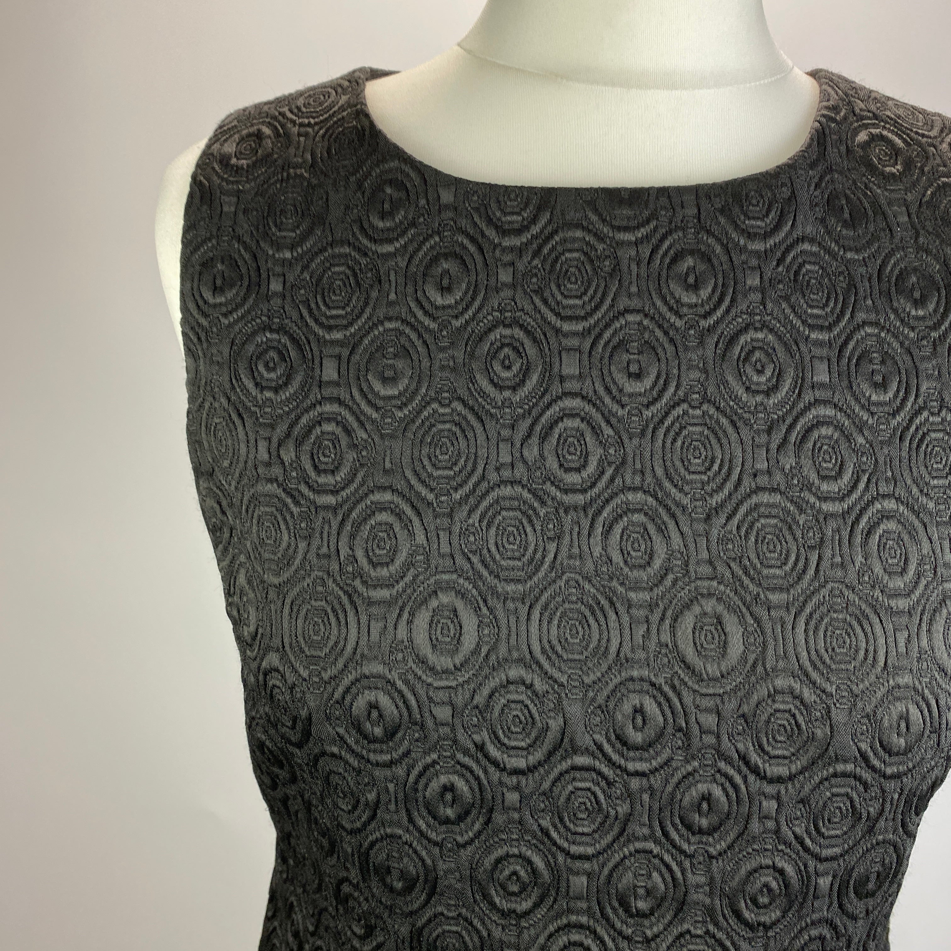 Max Mara Black Textured Jacquard Shift Dress S