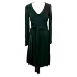 L'Agence Black Silk Fringed Scarf Silky Jersey Dress S