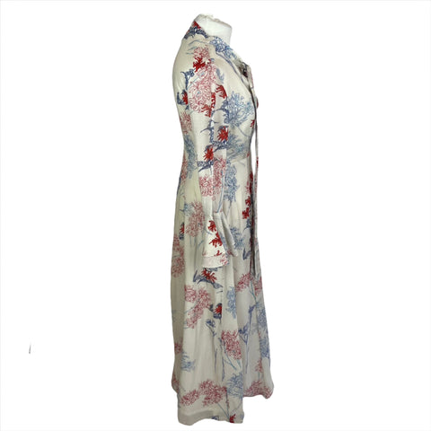 Le Sirenuse Positano Cream Cotton Print Maxi Dress XS