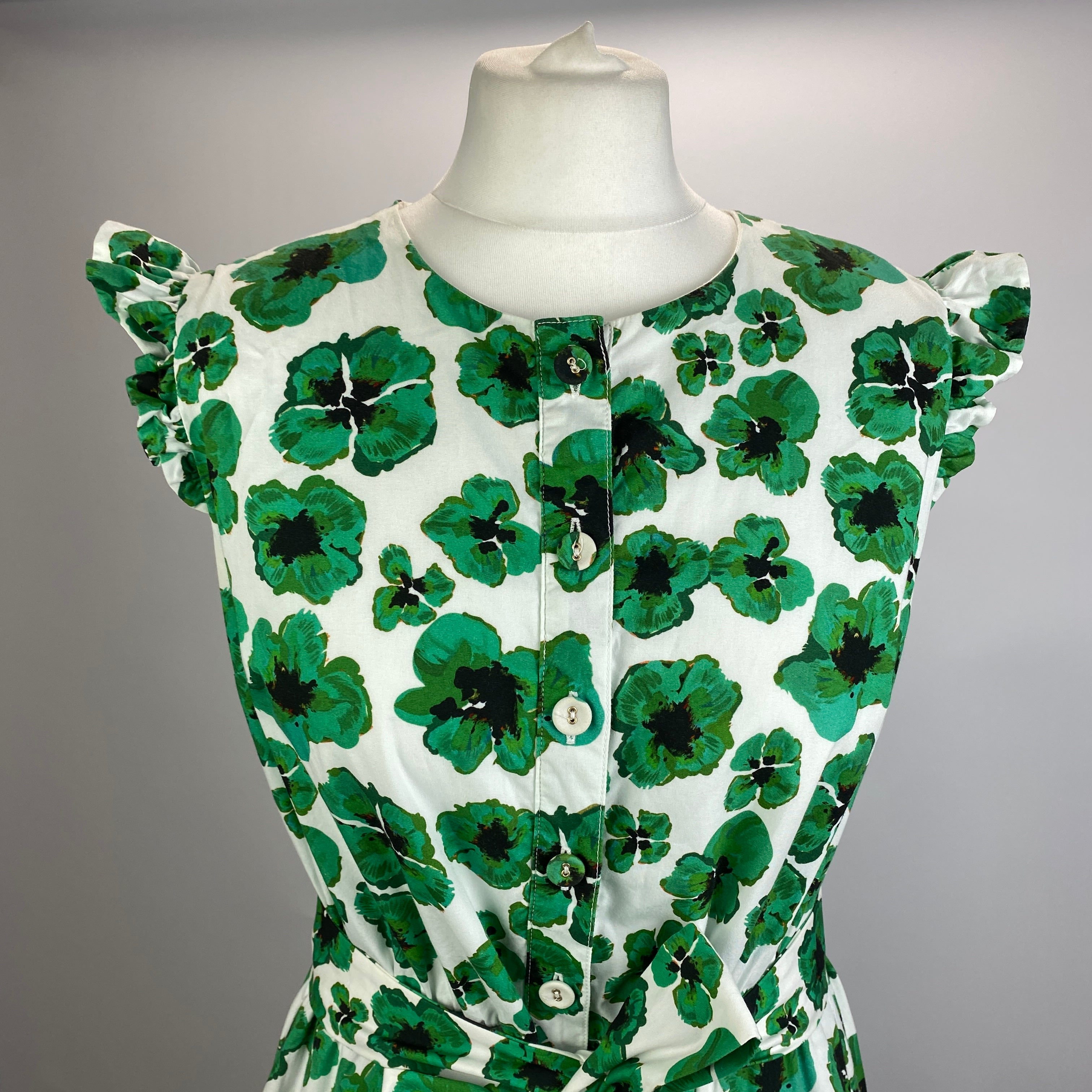 Borgo De Nor Emerald & White Floral Cotton Maxi Dress L