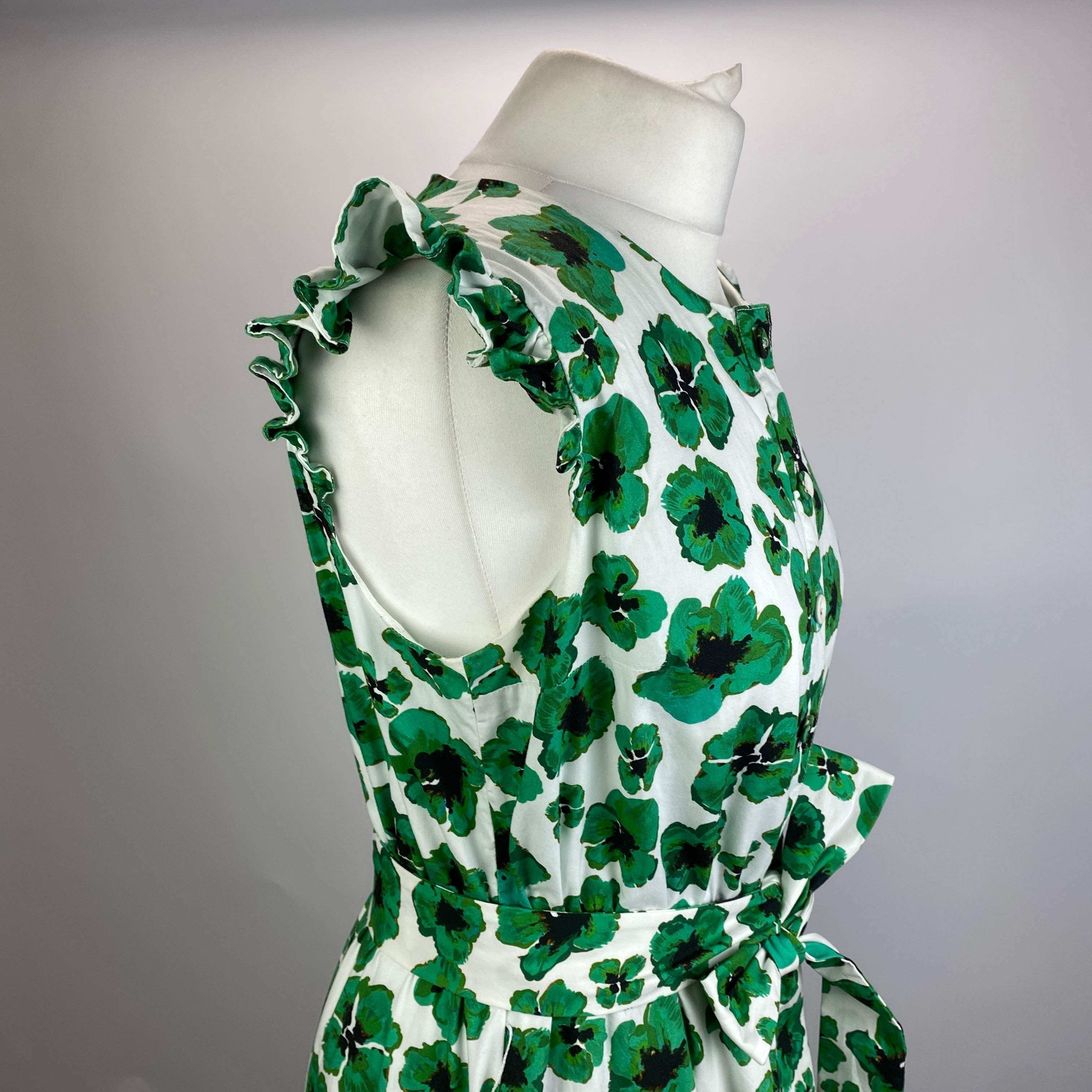 Borgo De Nor Emerald & White Floral Cotton Maxi Dress L