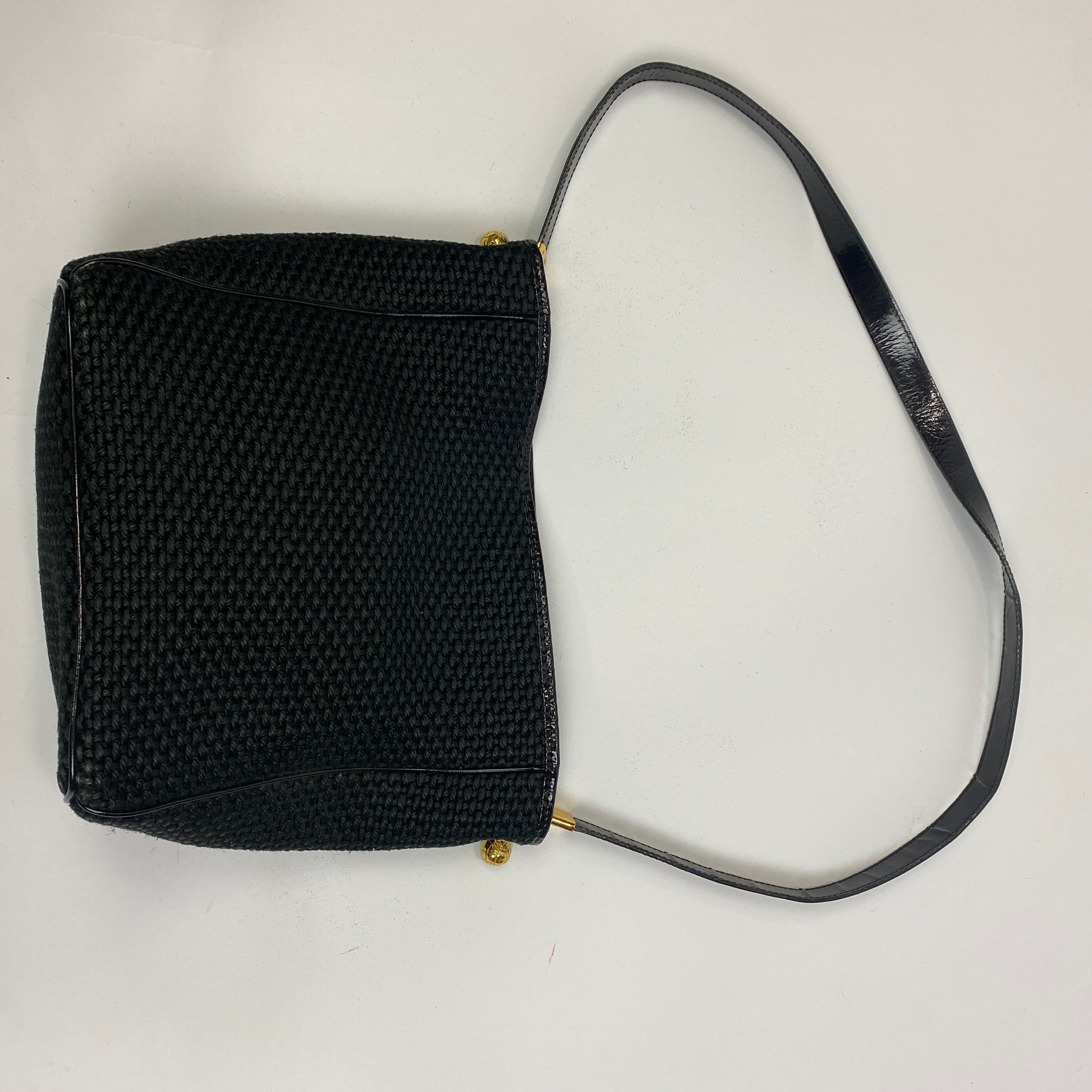 Bottega Veneta Vintage Black Woven Shoulderbag