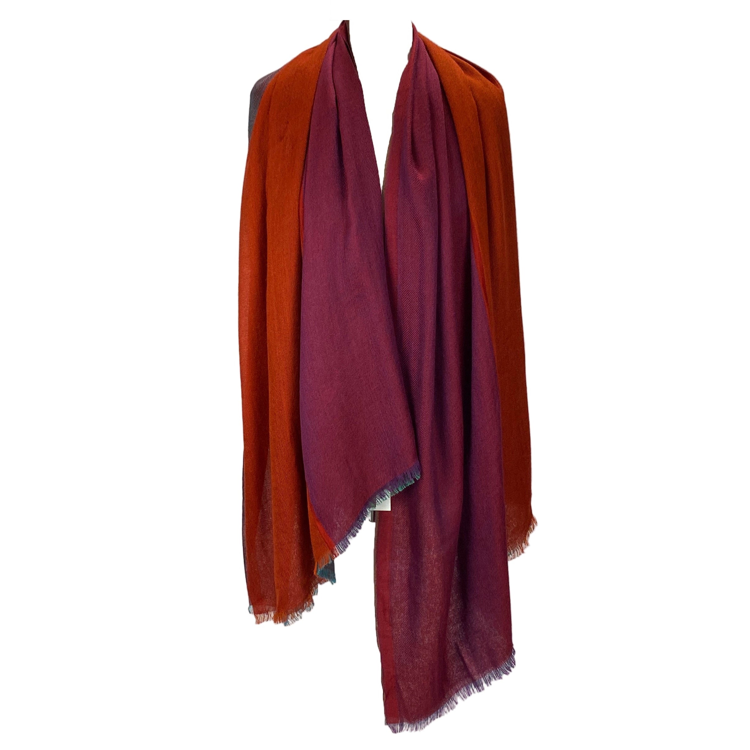 Loro Piana New Rust & Jade Cashmere & Silk Aylit Scarf