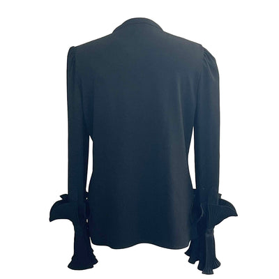 Co £795 Black Crepe Ruffle Cuff Shirt L