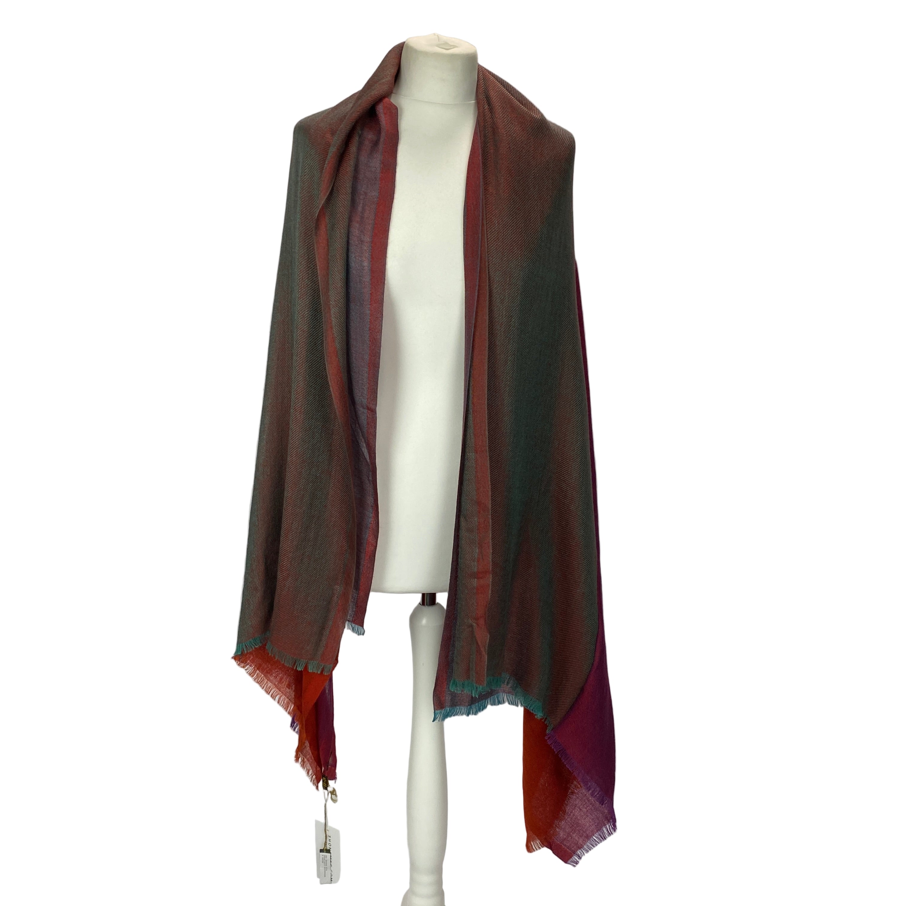 Loro Piana New Rust & Jade Cashmere & Silk Aylit Scarf