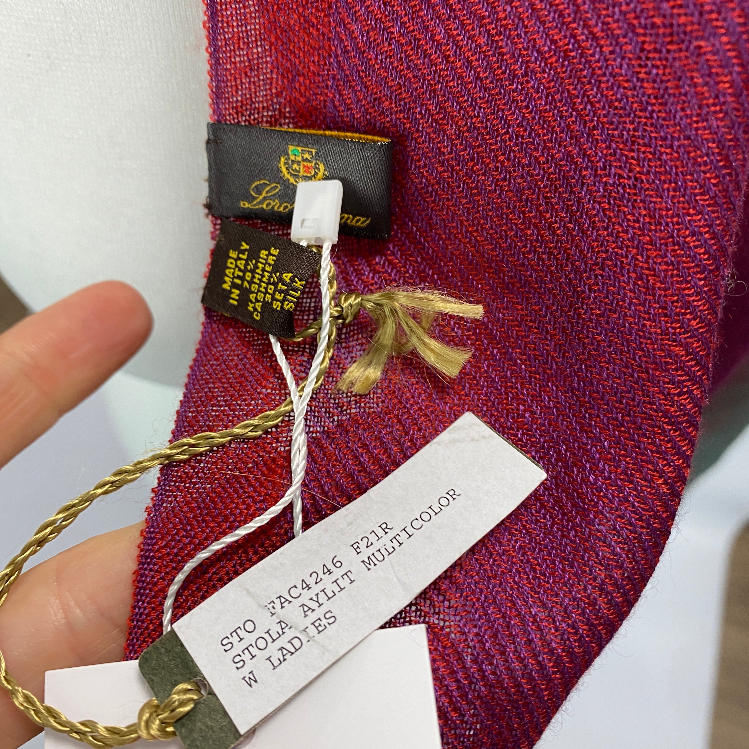 Loro Piana New Rust & Jade Cashmere & Silk Aylit Scarf