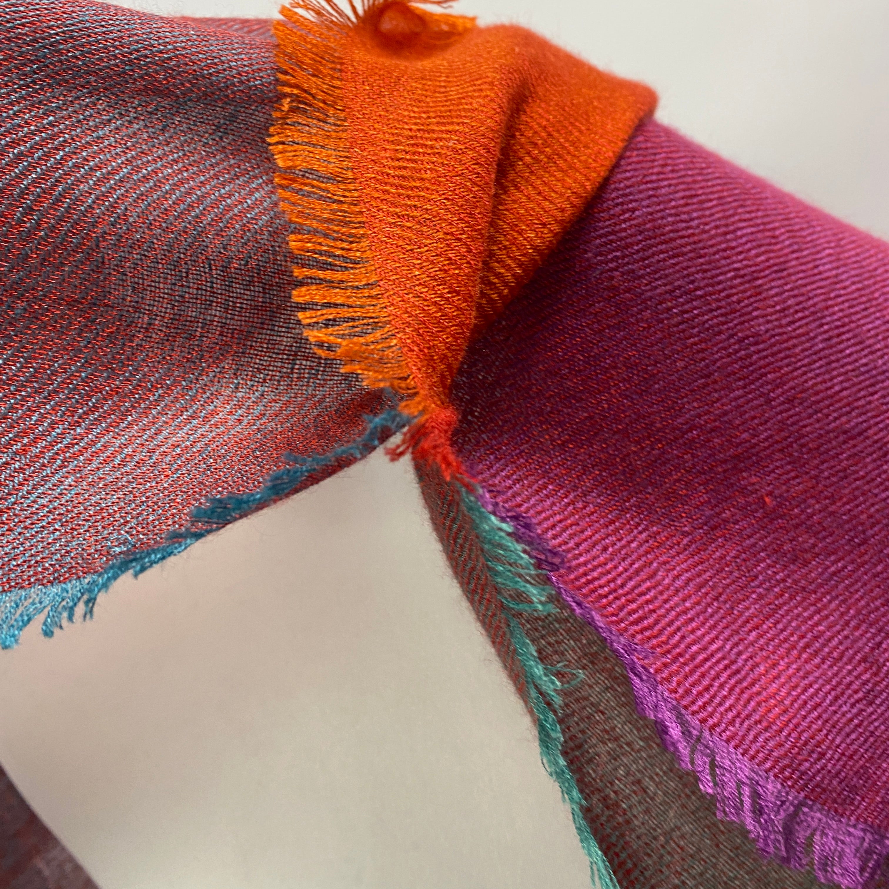 Loro Piana New Rust & Jade Cashmere & Silk Aylit Scarf