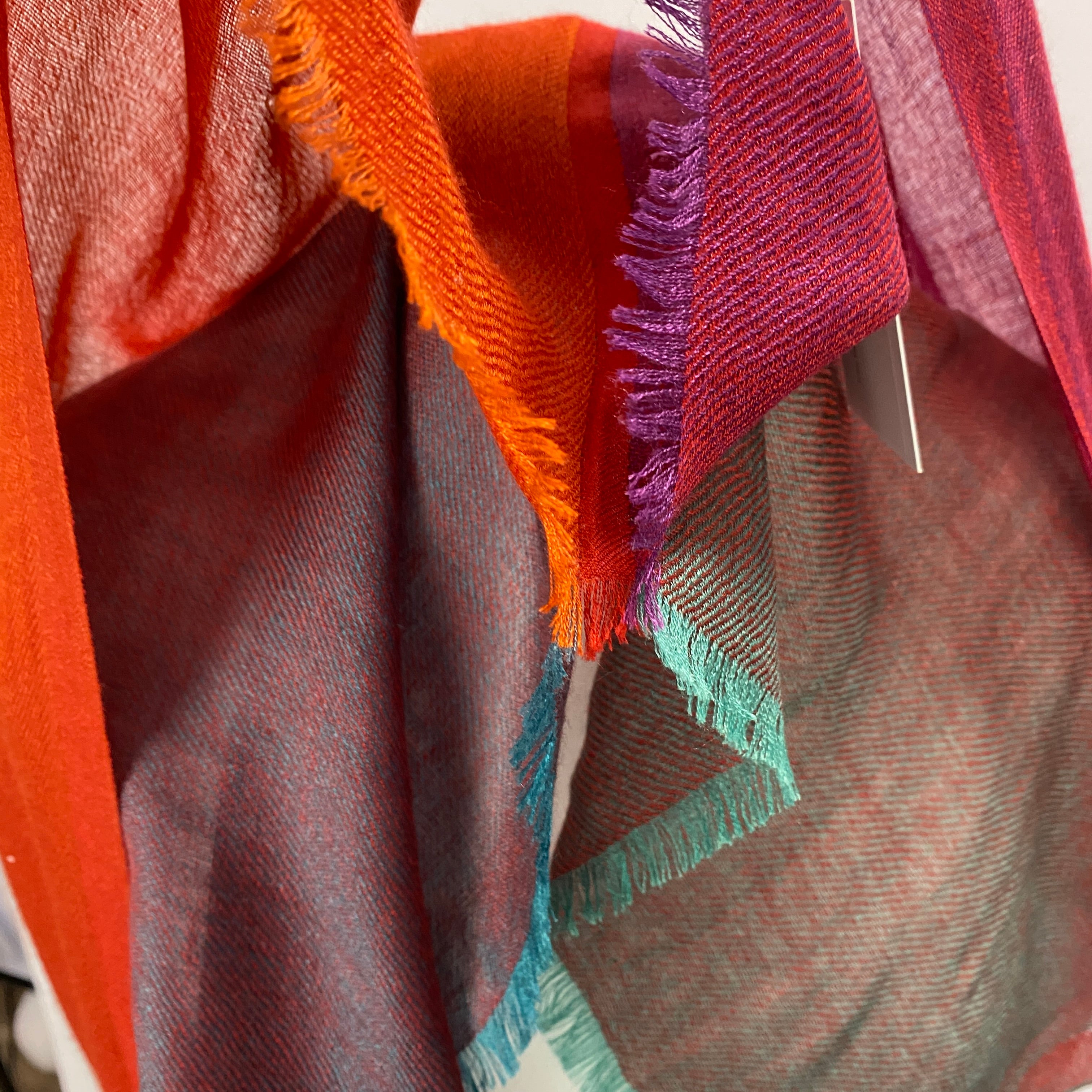 Loro Piana New Rust & Jade Cashmere & Silk Aylit Scarf