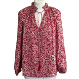 Natalie Martin Fuchsia & Cream Floral Print Silk Blouse S/M/L/XL