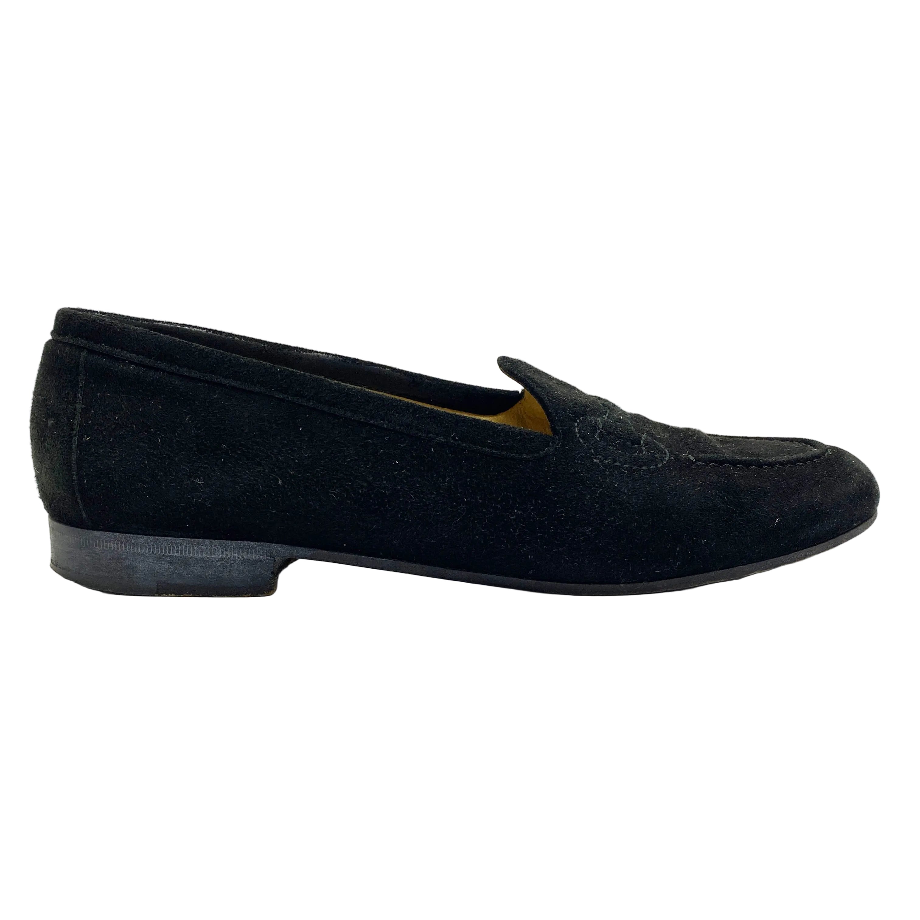Gucci Vintage Black Suede Horsebit Stitch Loafers 35.5