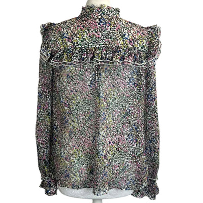 Me&Em New Multi Floral Burnout Silk Mix Blouse S