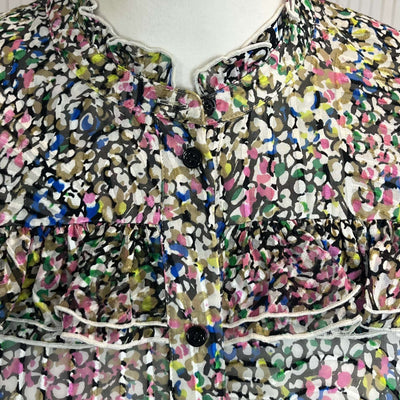 Me&Em New Multi Floral Burnout Silk Mix Blouse S