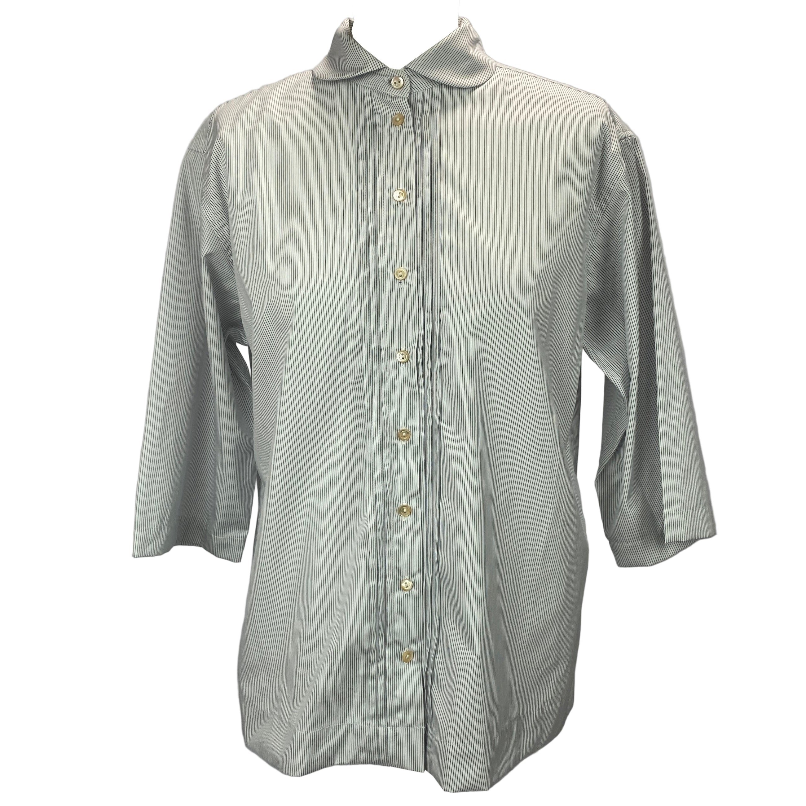 A'Court New £375 Ivory & Navy Stripe Poplin Blouse M