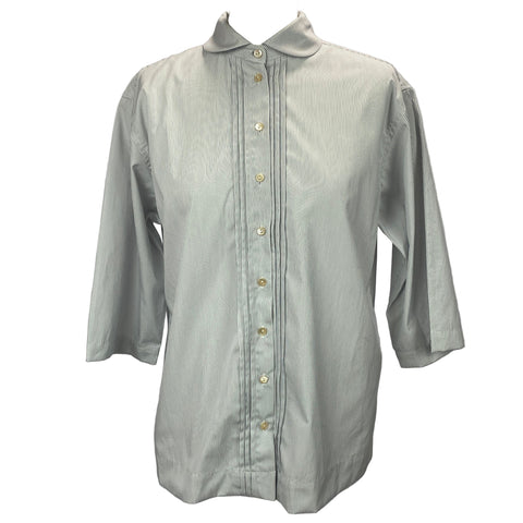 A'Court New £375 Ivory & Navy Stripe Poplin Blouse M