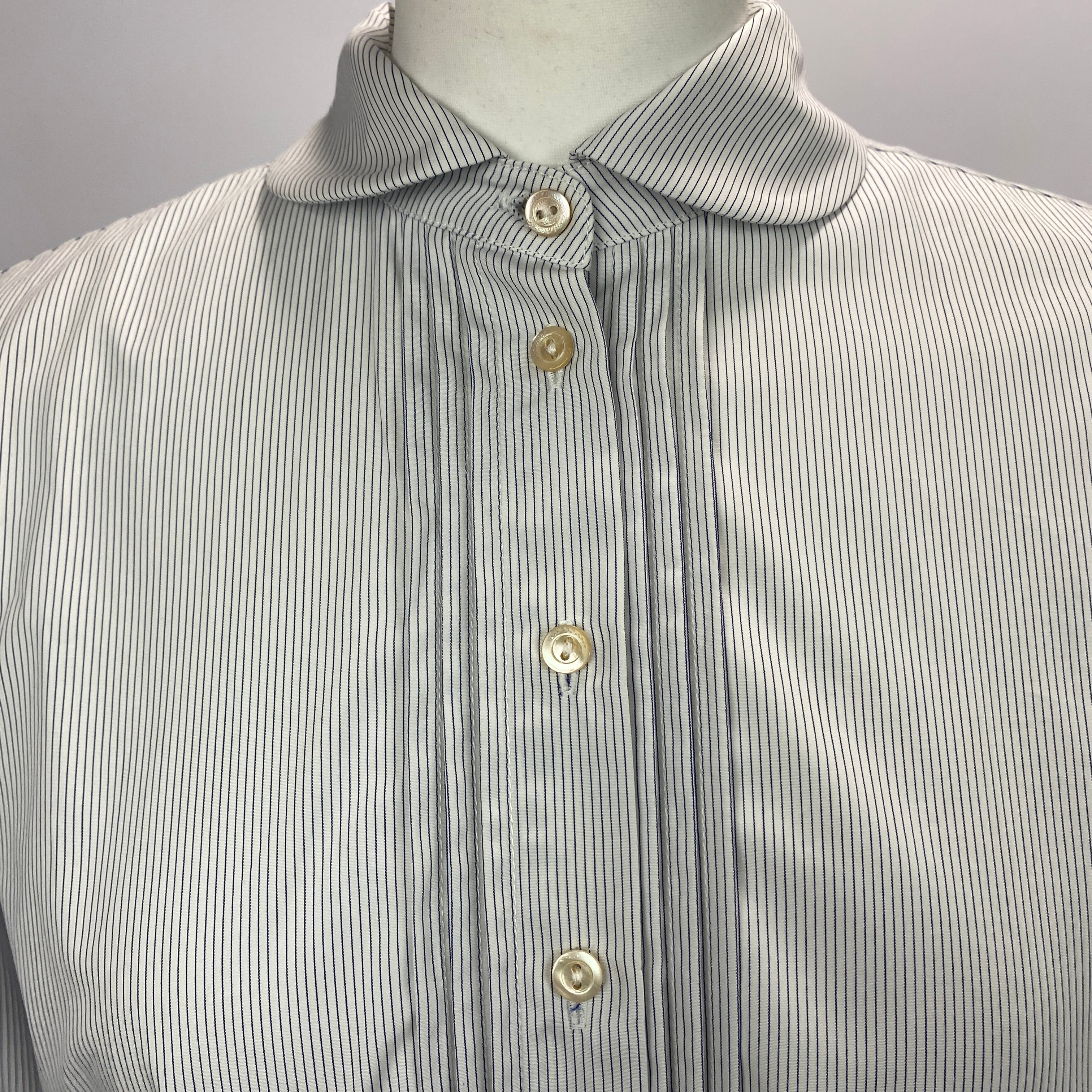A'Court New £375 Ivory & Navy Stripe Poplin Blouse M