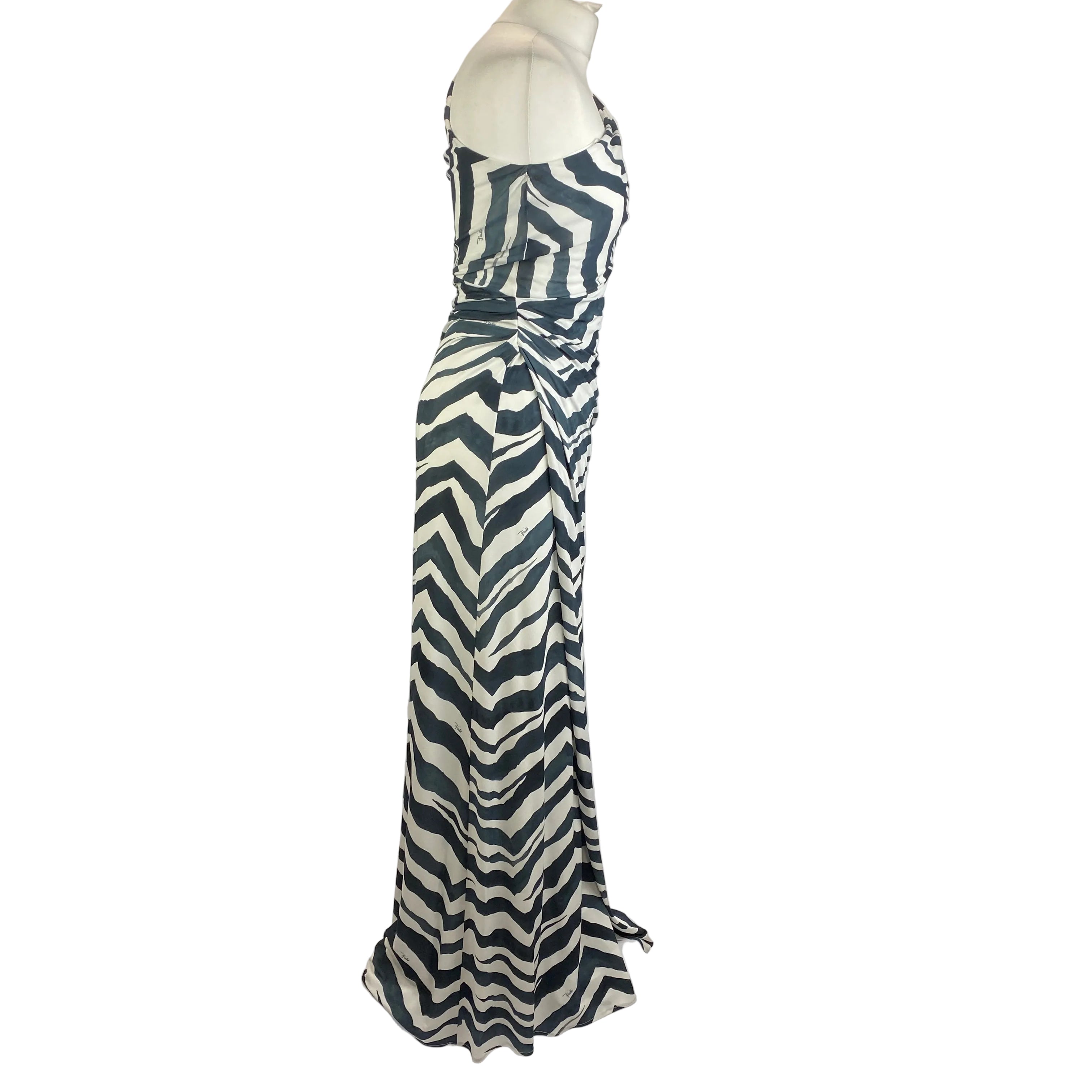 Emilio Pucci Black & White Zebraprint Column Maxi Dress S