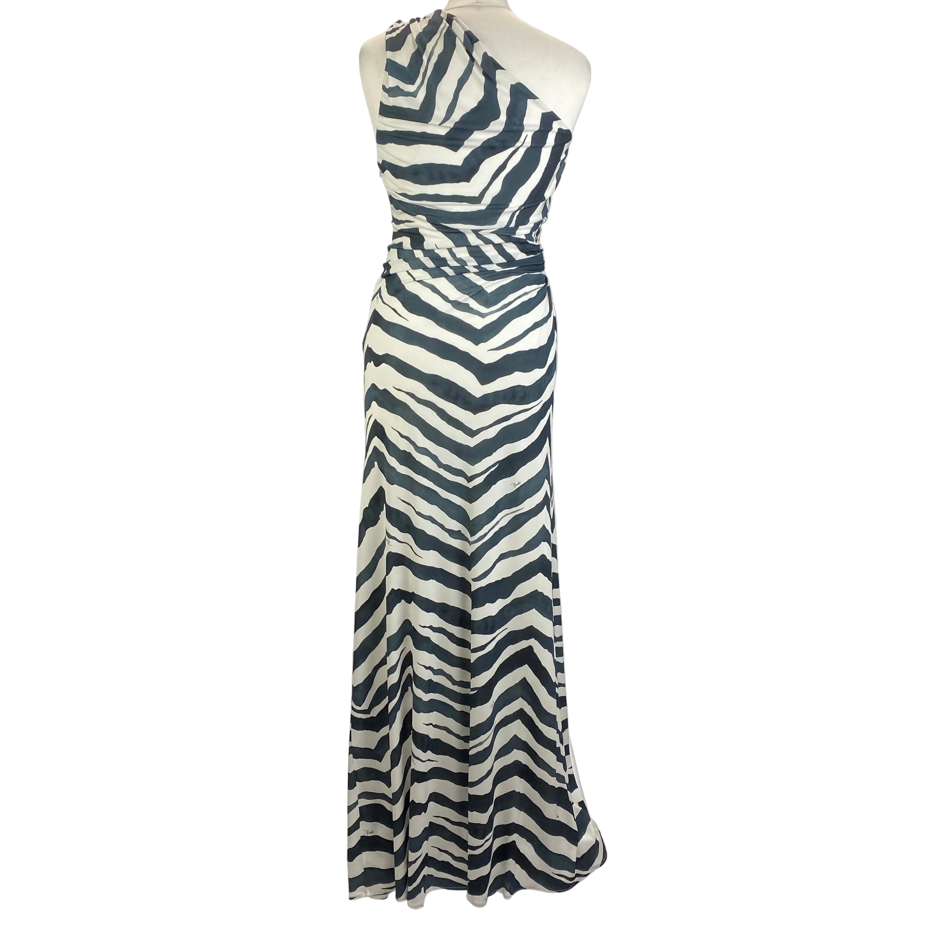 Emilio Pucci Black & White Zebraprint Column Maxi Dress S