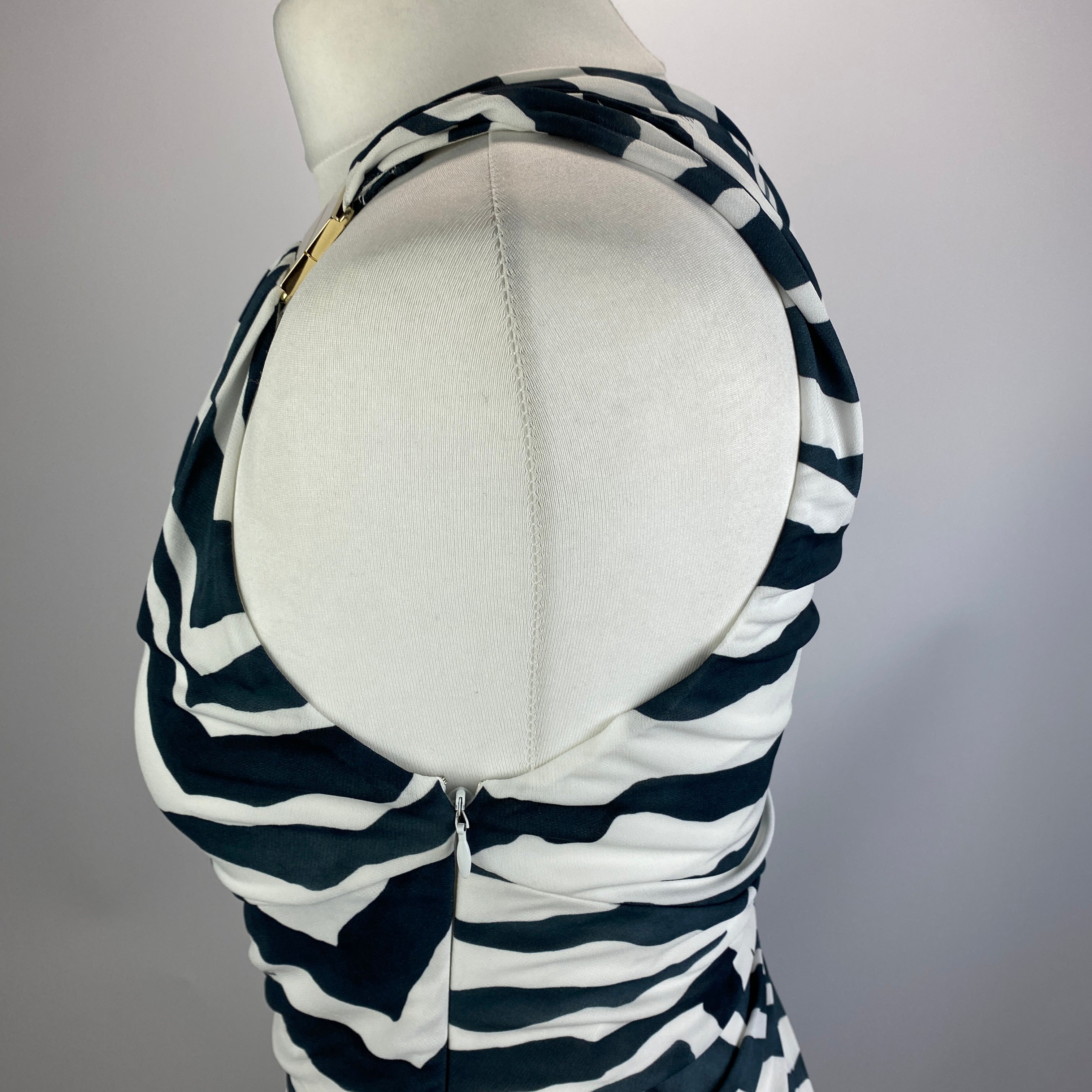 Emilio Pucci Black & White Zebraprint Column Maxi Dress S