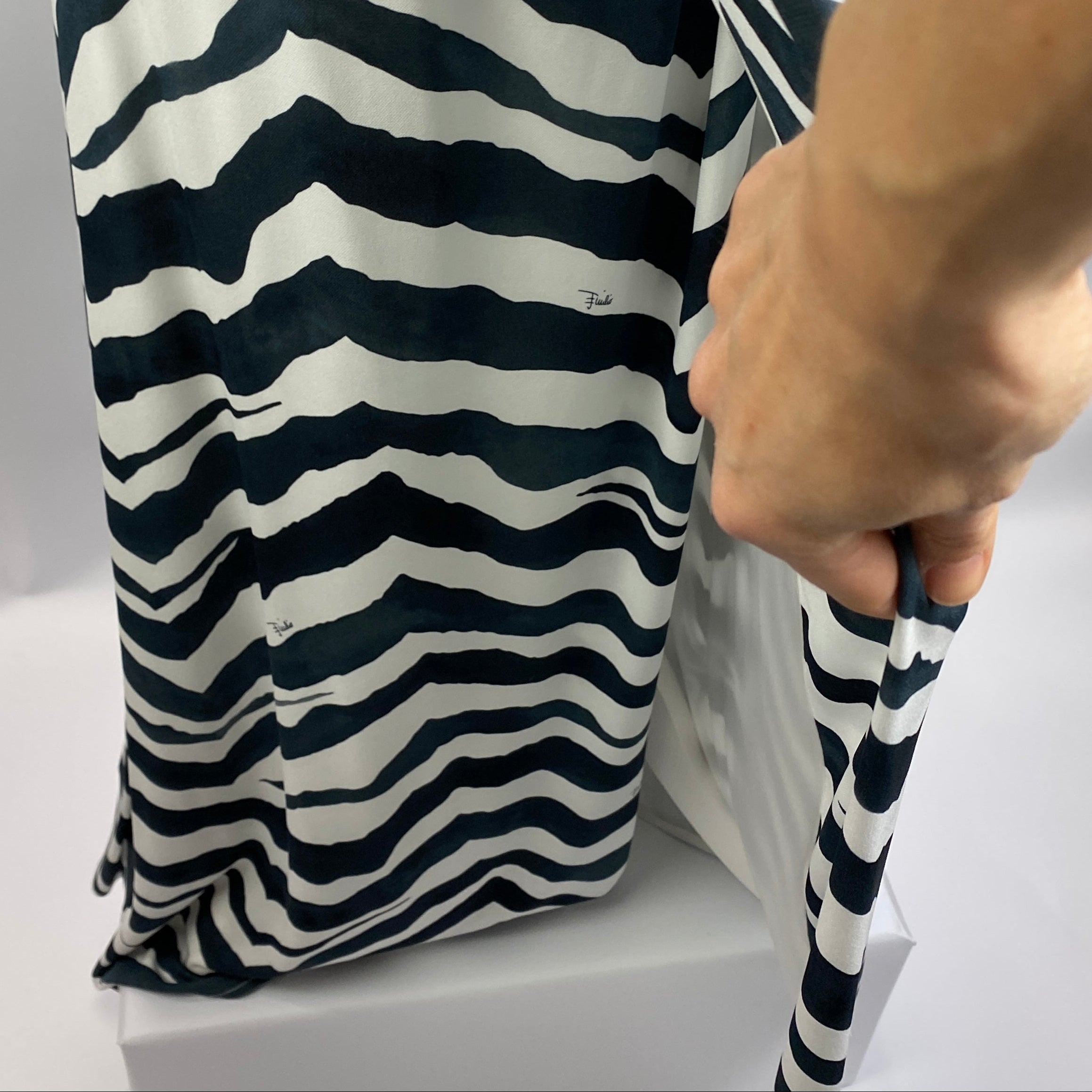 Emilio Pucci Black & White Zebraprint Column Maxi Dress S