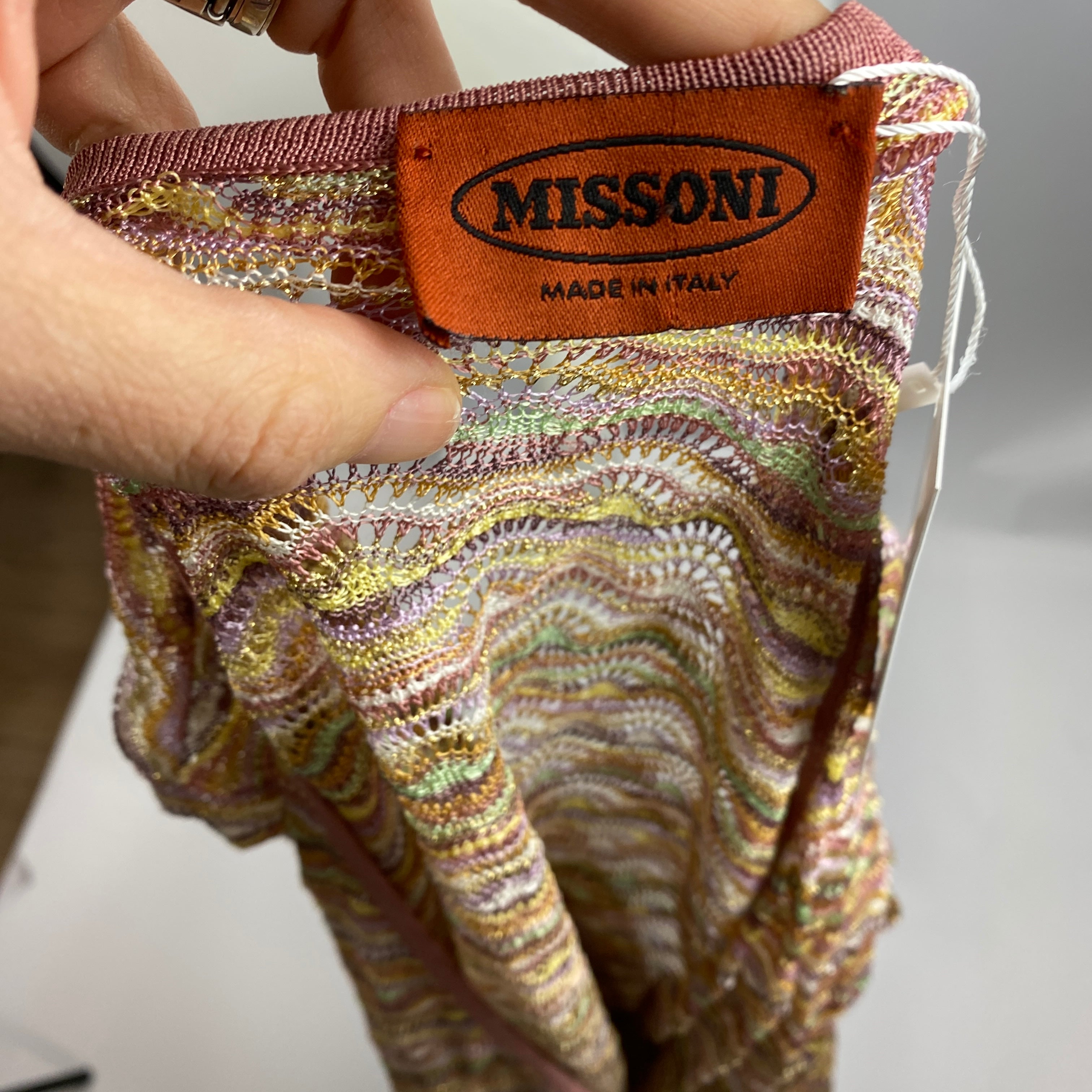 Missoni Lilac & Rose Fancy Knit Tie Front Cardigan M