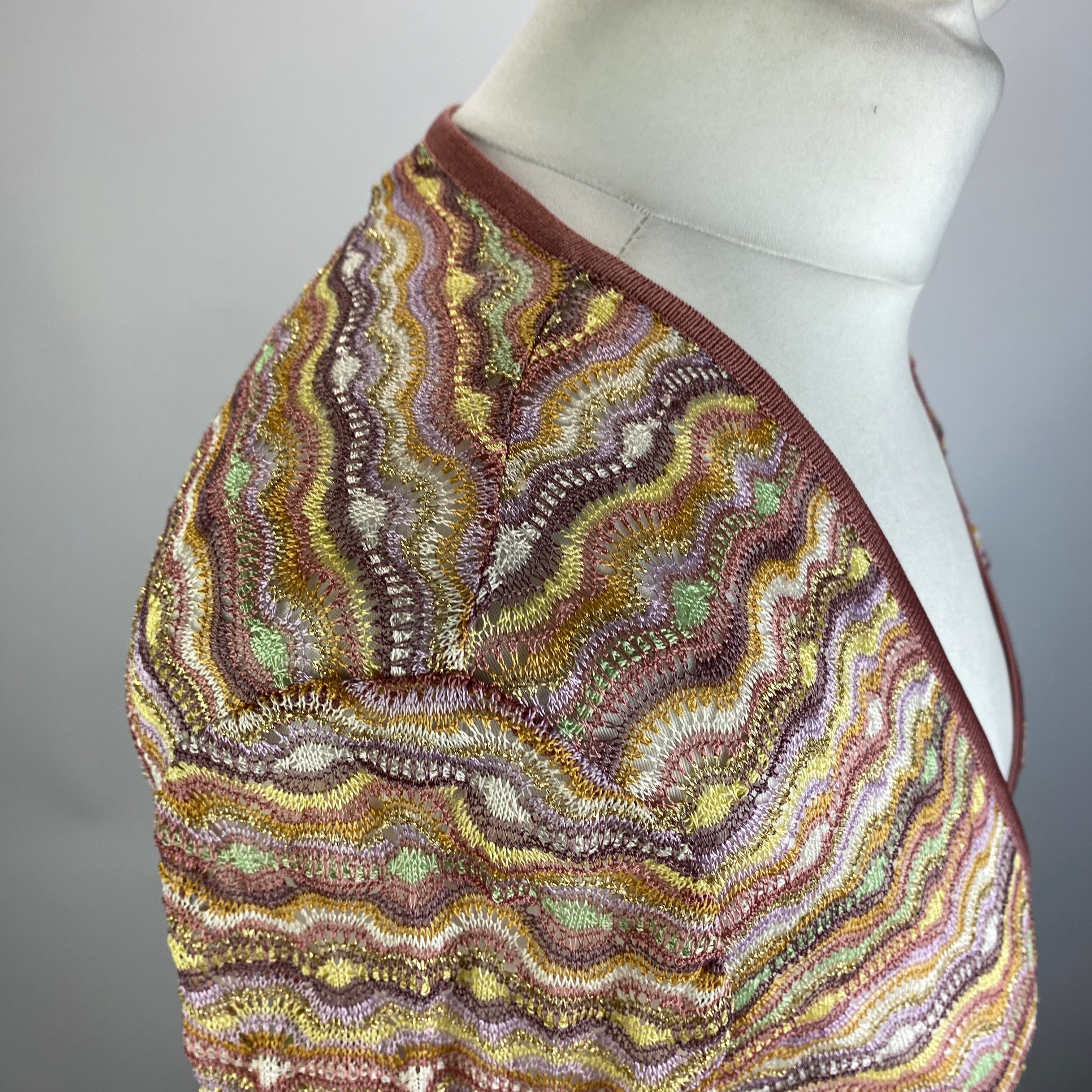 Missoni Lilac & Rose Fancy Knit Tie Front Cardigan M