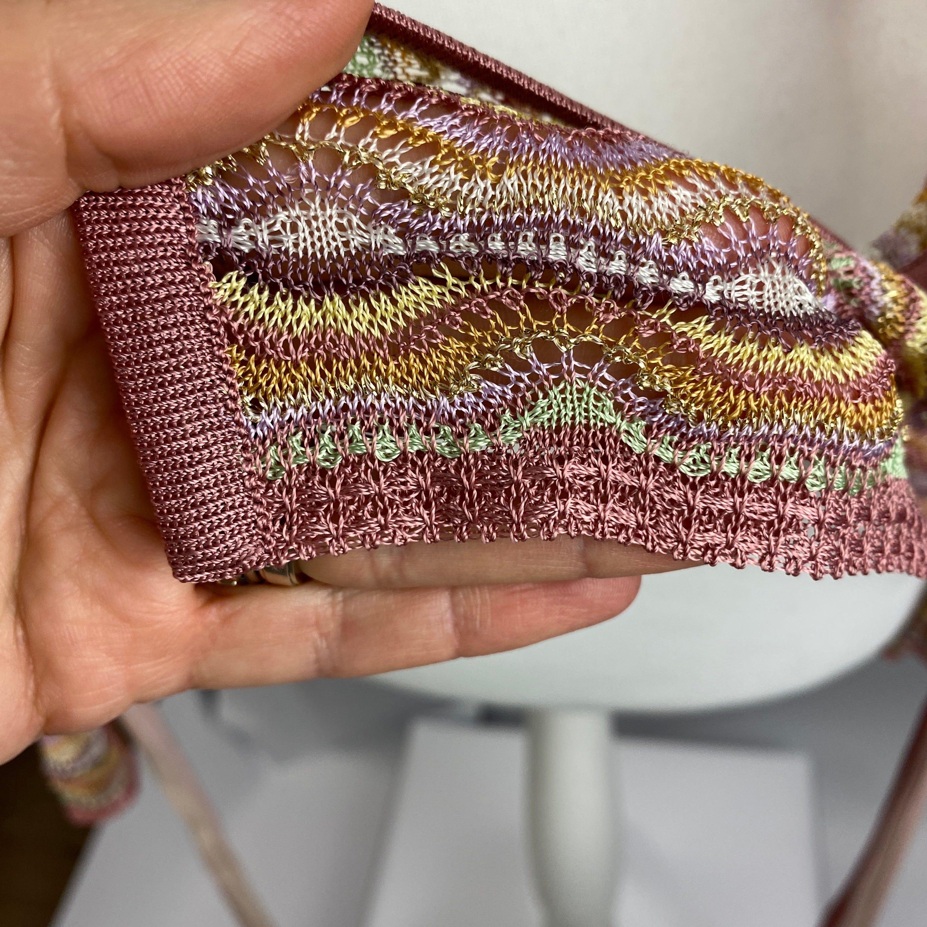 Missoni Lilac & Rose Fancy Knit Tie Front Cardigan M