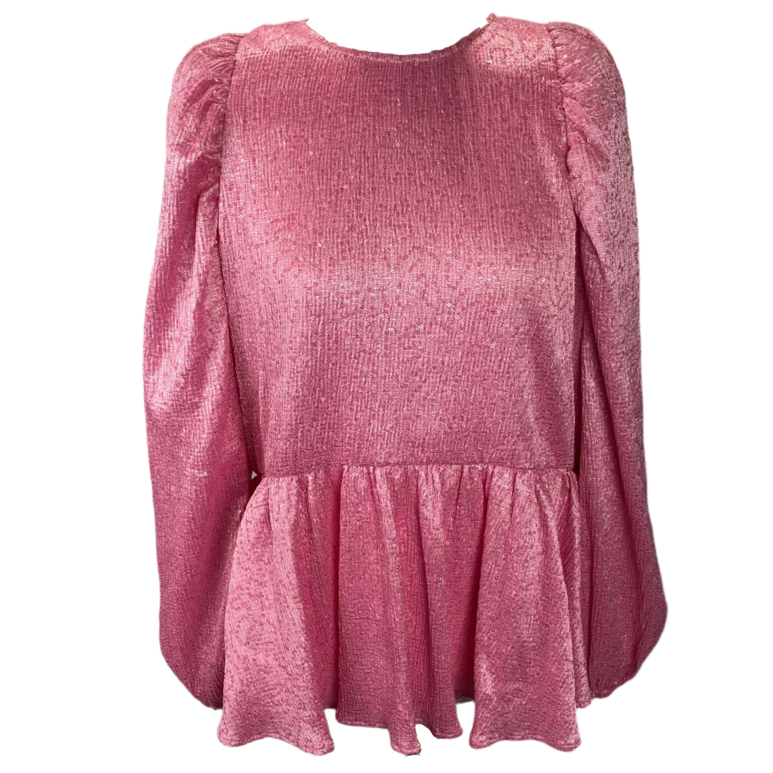 Stine Goya New £230 Pink Sequinned Peplum Jenny Top XS