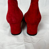 Dorateymur Brand New Red Suede Zippered Ankle Boots 37/37.5/38
