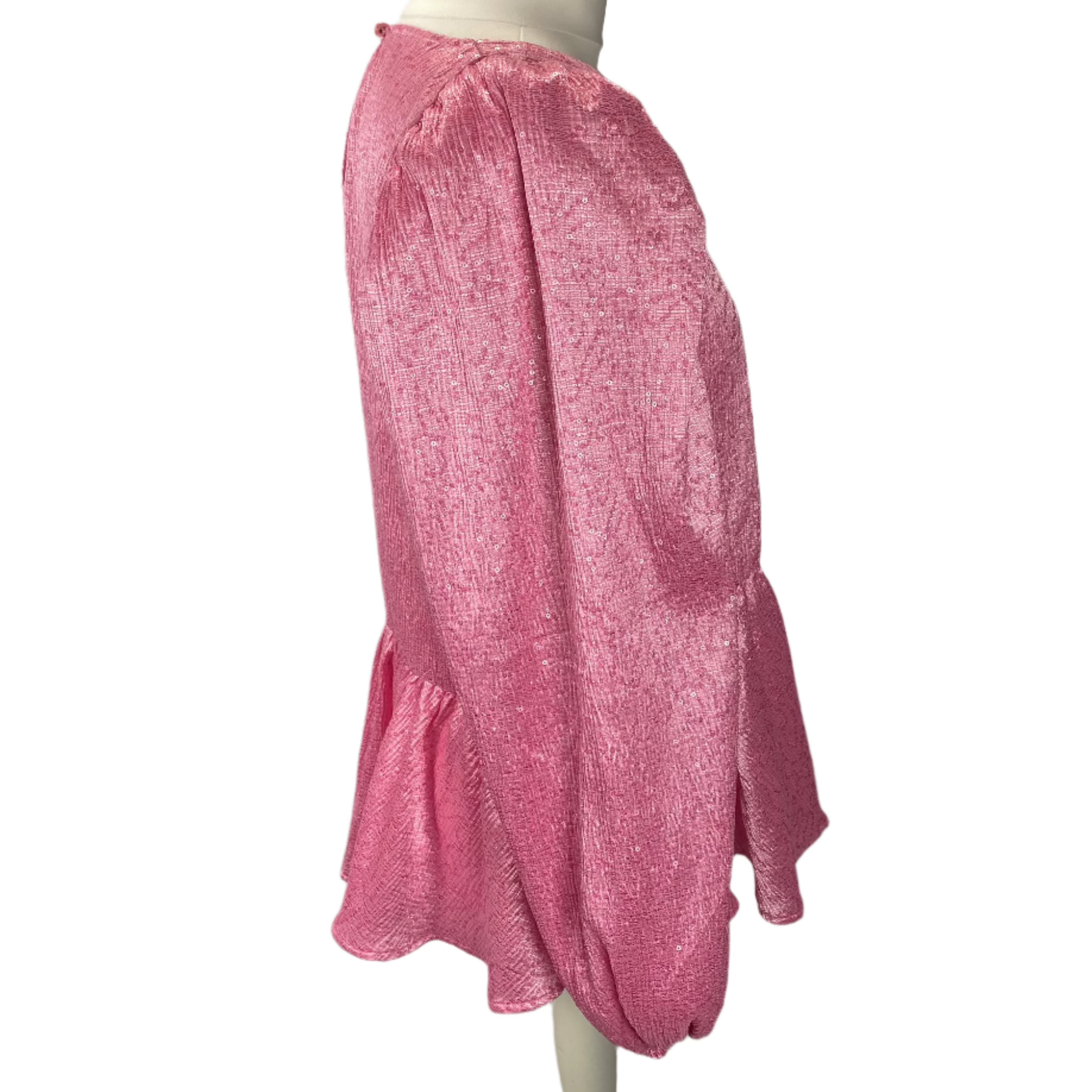 Stine Goya New £230 Pink Sequinned Peplum Jenny Top XS