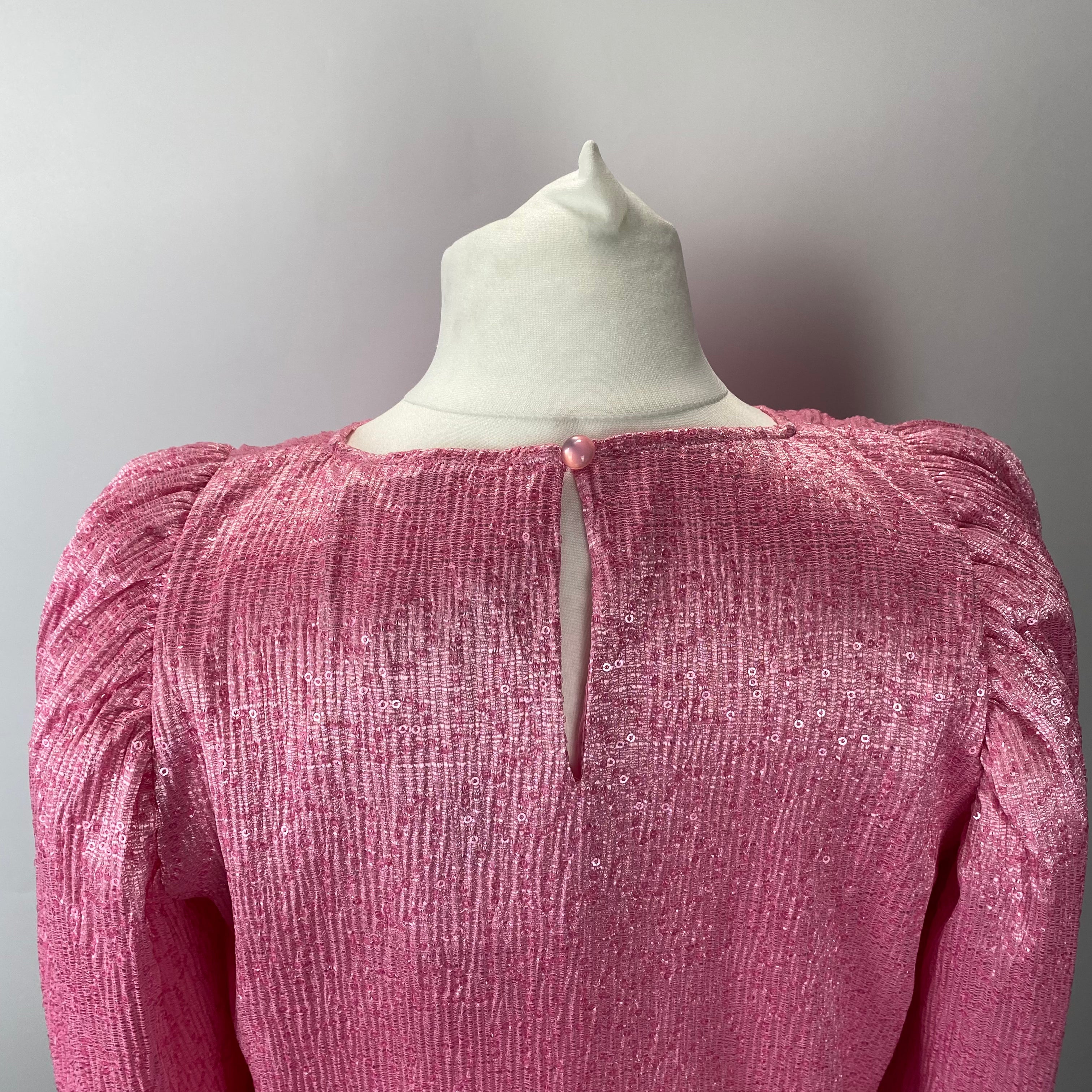 Stine Goya New £230 Pink Sequinned Peplum Jenny Top XS