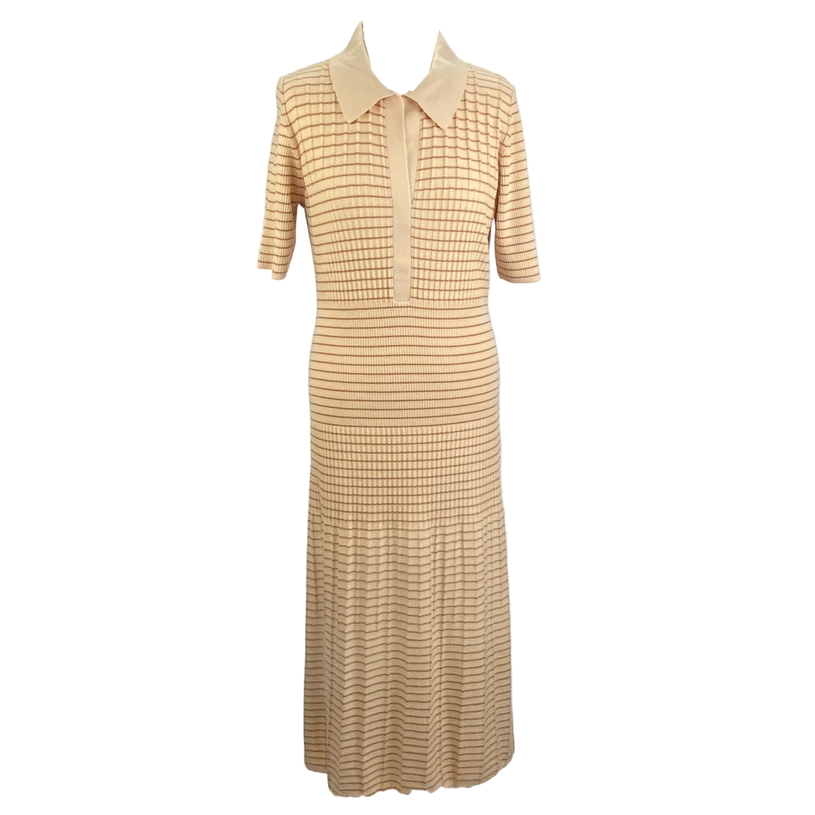 Joseph £578 Peach Stripe Merino Knit Polo Dress XL
