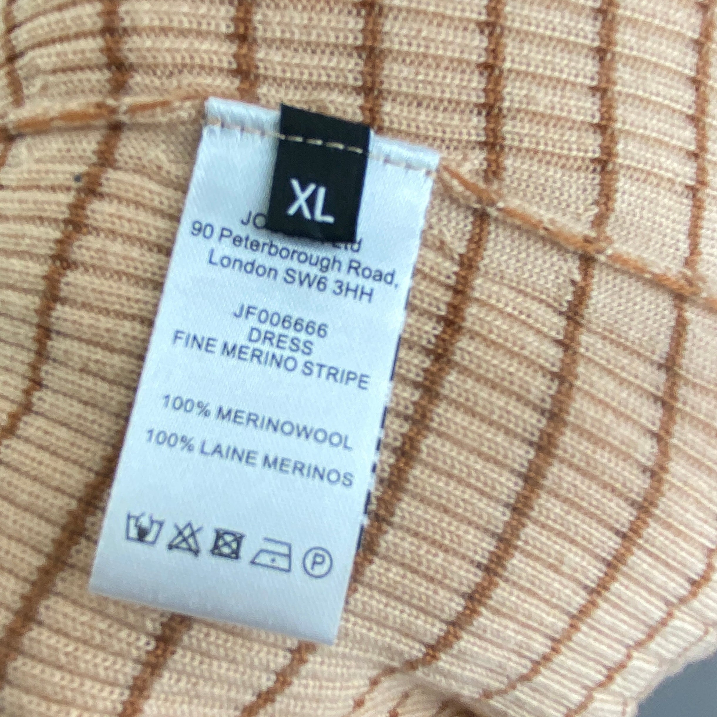 Joseph £578 Peach Stripe Merino Knit Polo Dress XL