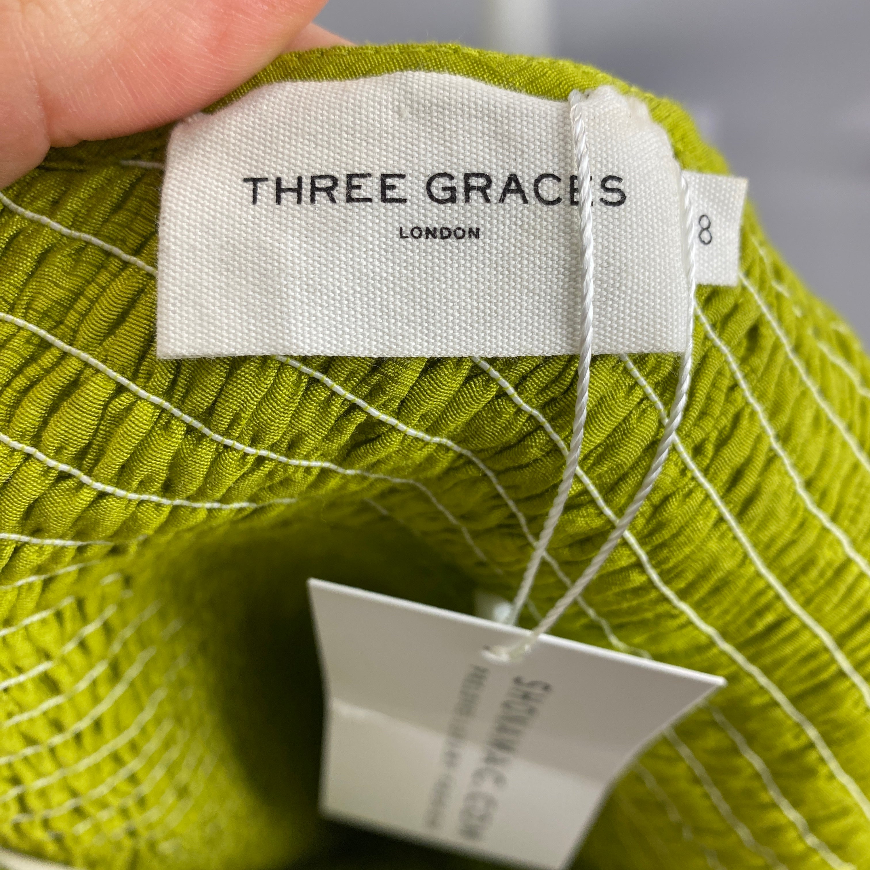 Three Graces Lime Shirred One Shoulder Dress XS