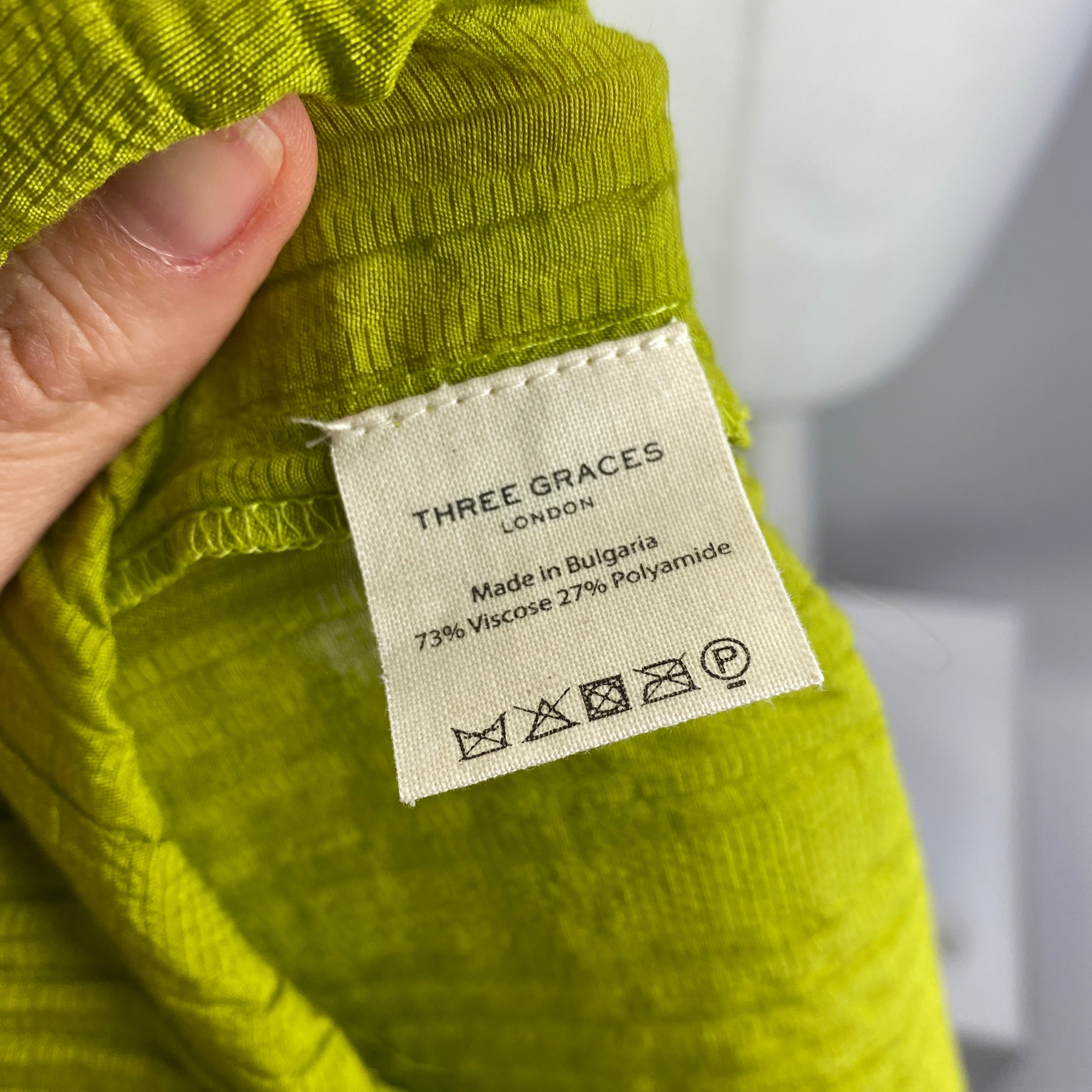 Three Graces Lime Shirred One Shoulder Dress XS