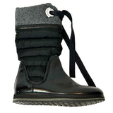 Moncler £500 Black Leather, Quilted Nylon & Felt Calf Boots 38