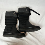 Moncler £500 Black Leather, Quilted Nylon & Felt Calf Boots 38