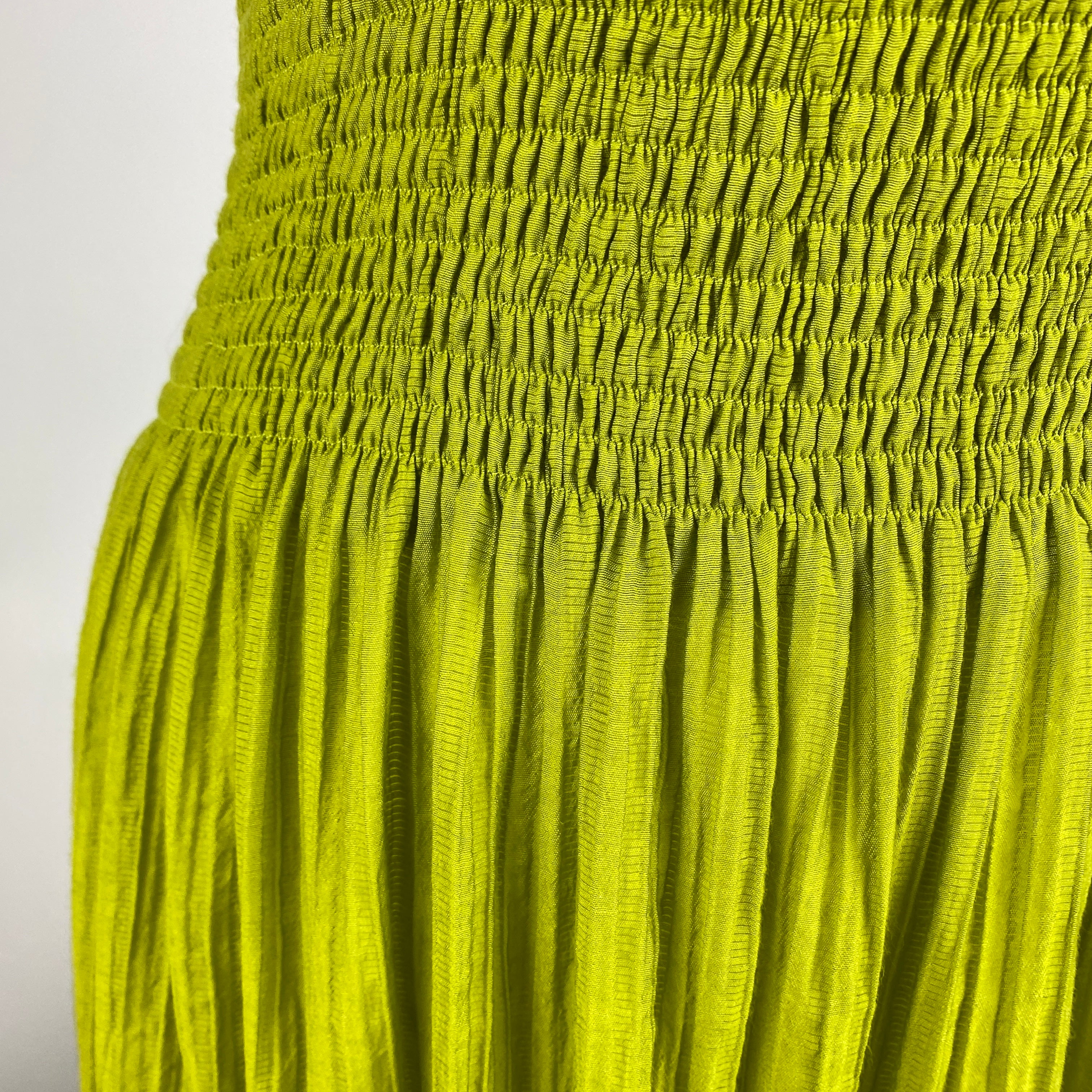 Three Graces Lime Shirred One Shoulder Dress XS
