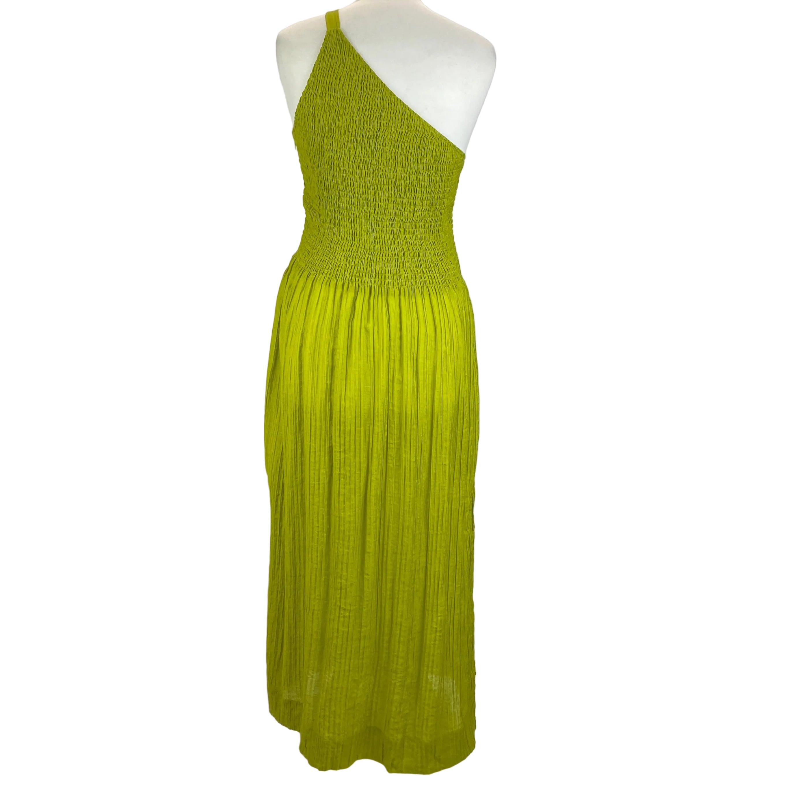 Three Graces Lime Shirred One Shoulder Dress XS