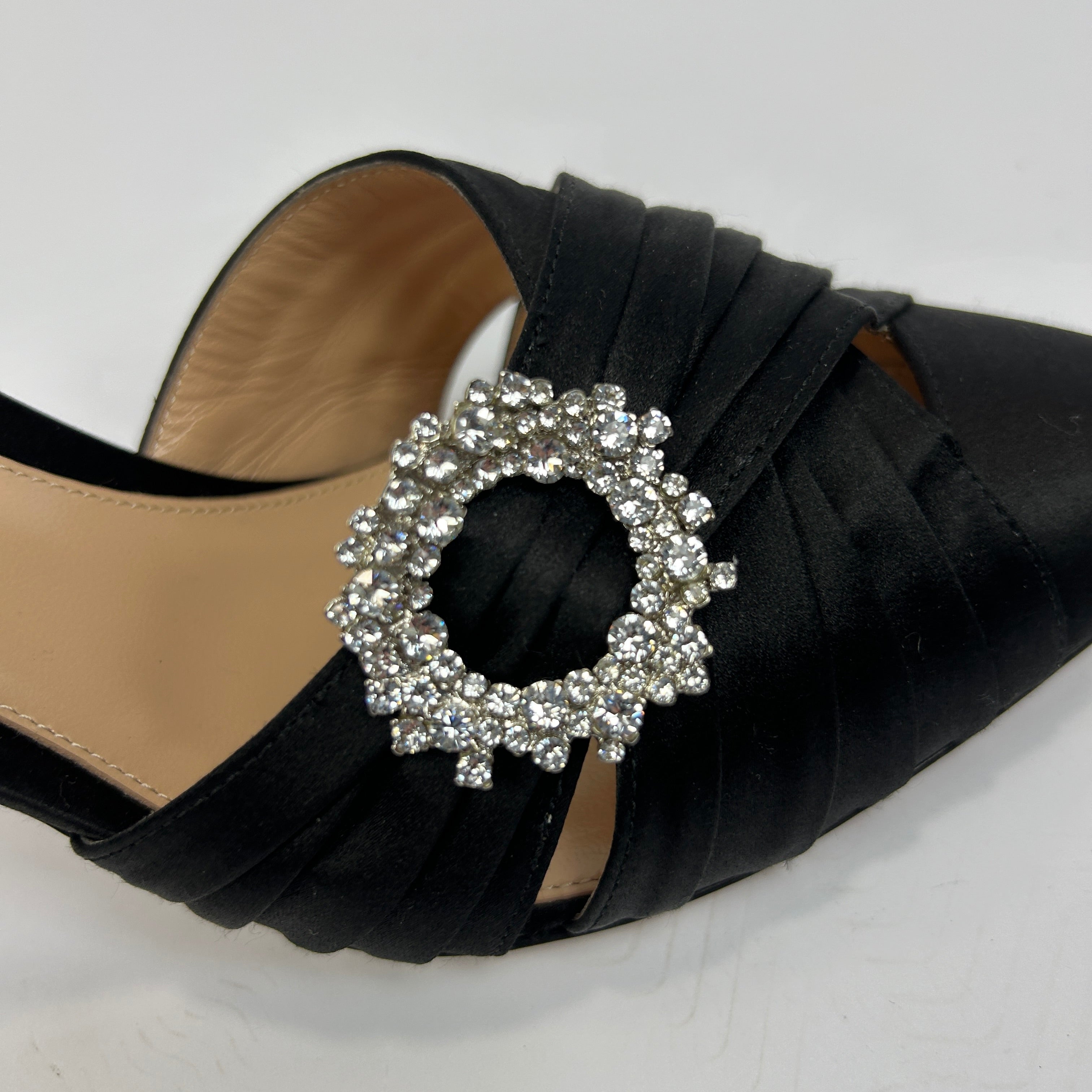 Gianvito Rossi New Black Jewelled Silk D'Orsay Heels 42