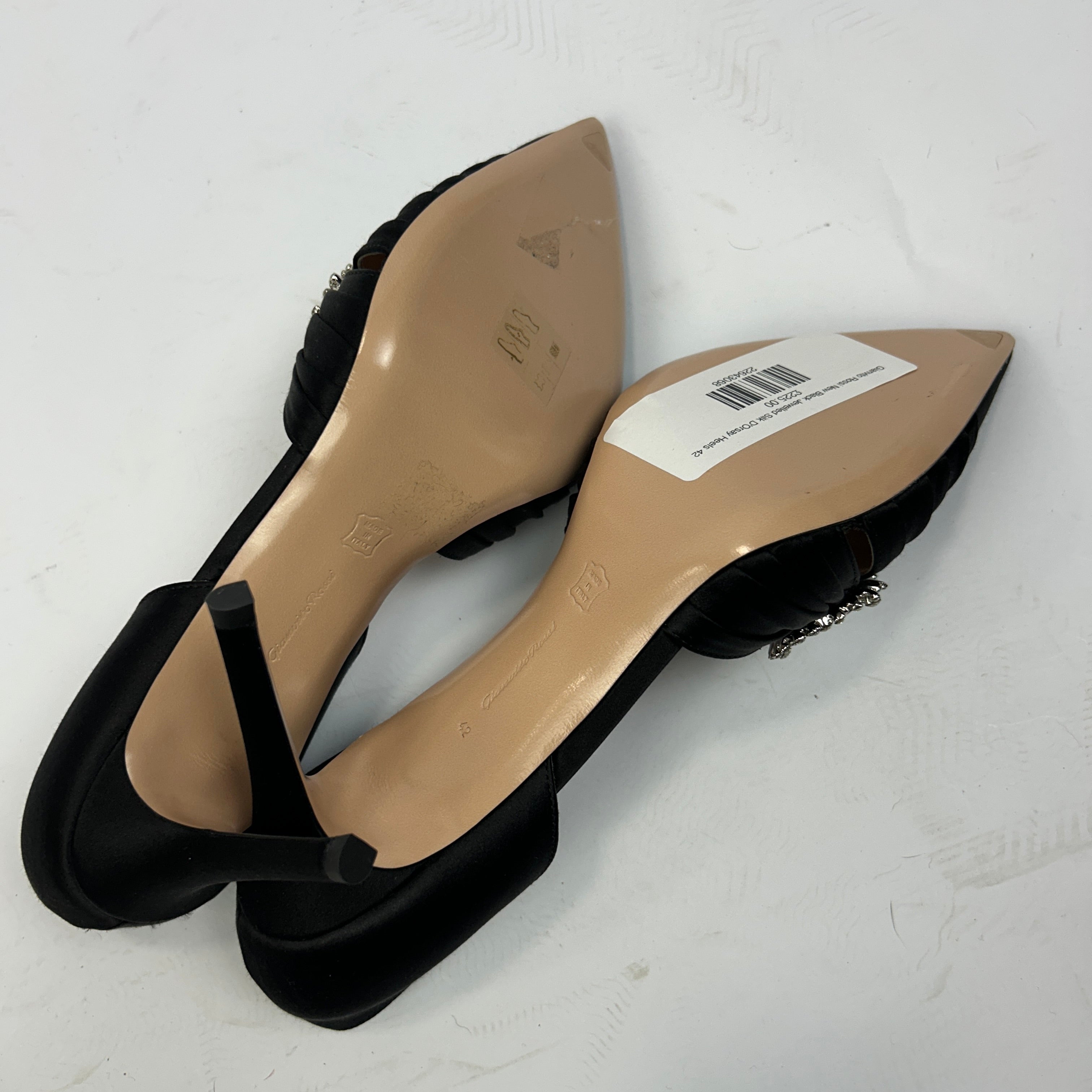 Gianvito Rossi New Black Jewelled Silk D'Orsay Heels 42