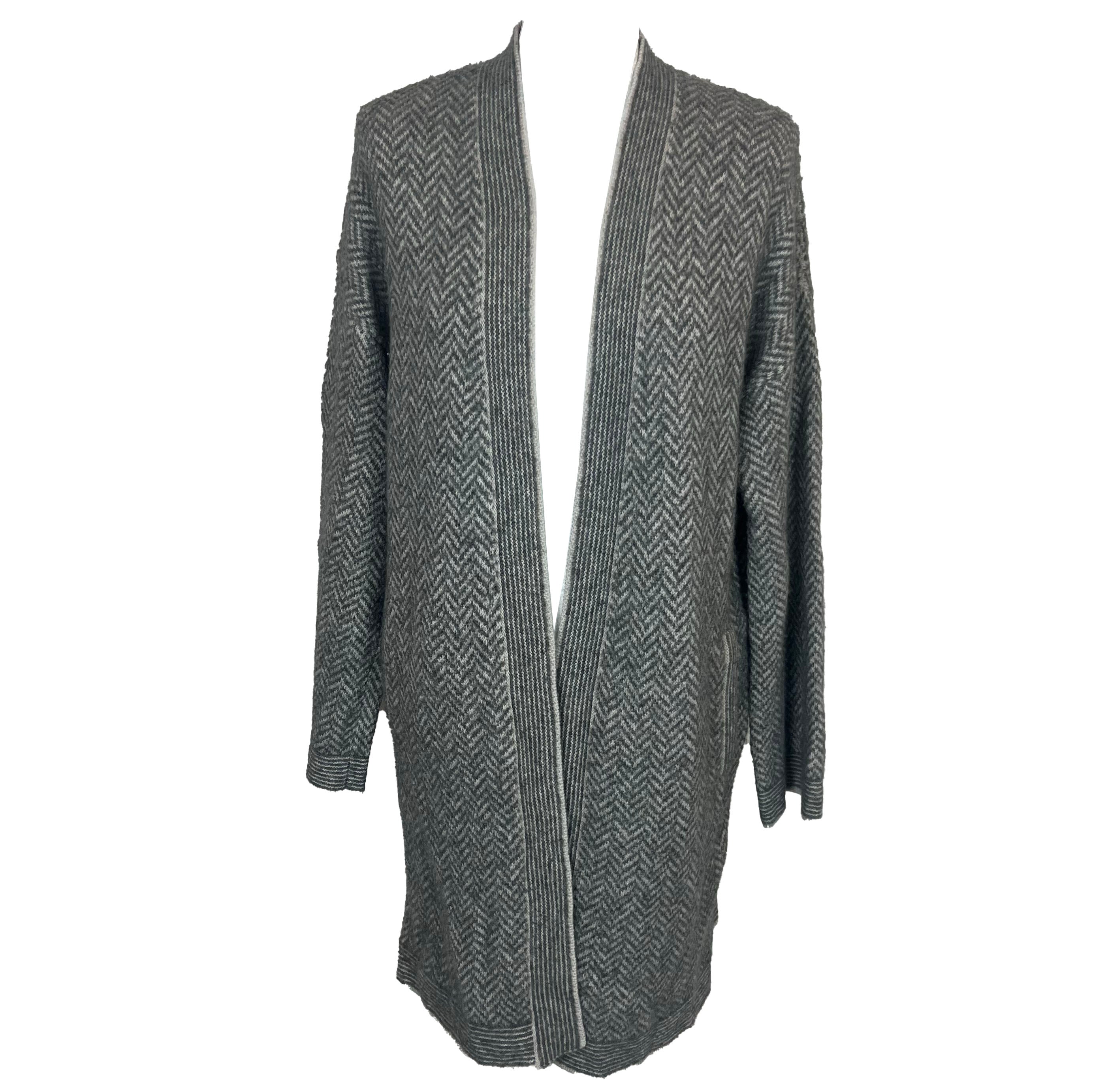 Loro Piana £2340 Grey & White Cashmere Longline Cardigan S