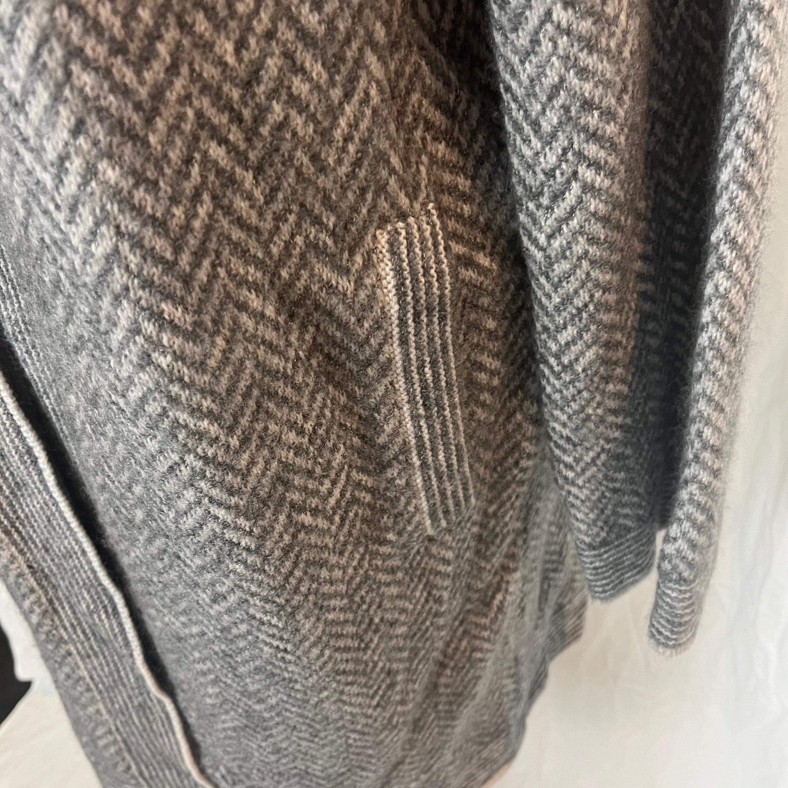 Loro Piana £2340 Grey & White Cashmere Longline Cardigan S