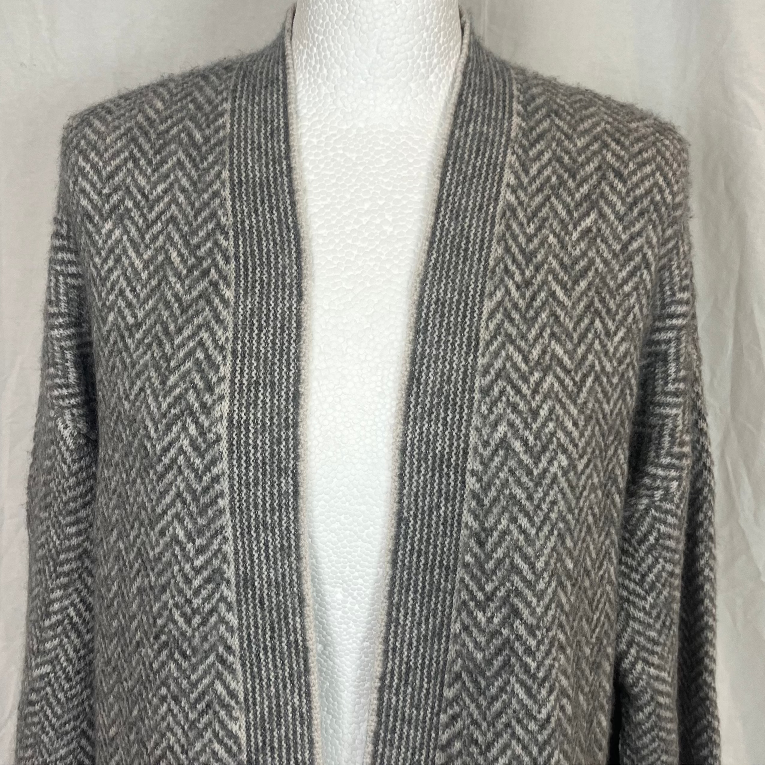 Loro Piana £2340 Grey & White Cashmere Longline Cardigan S