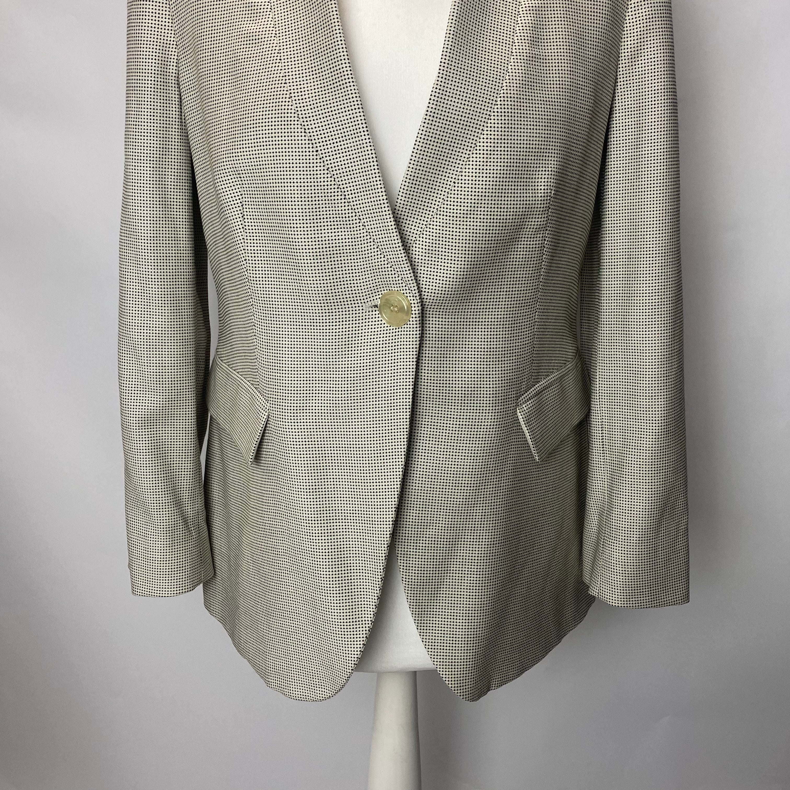 Armani Collezioni Cream & Black Silky Wool Mix Jacket M