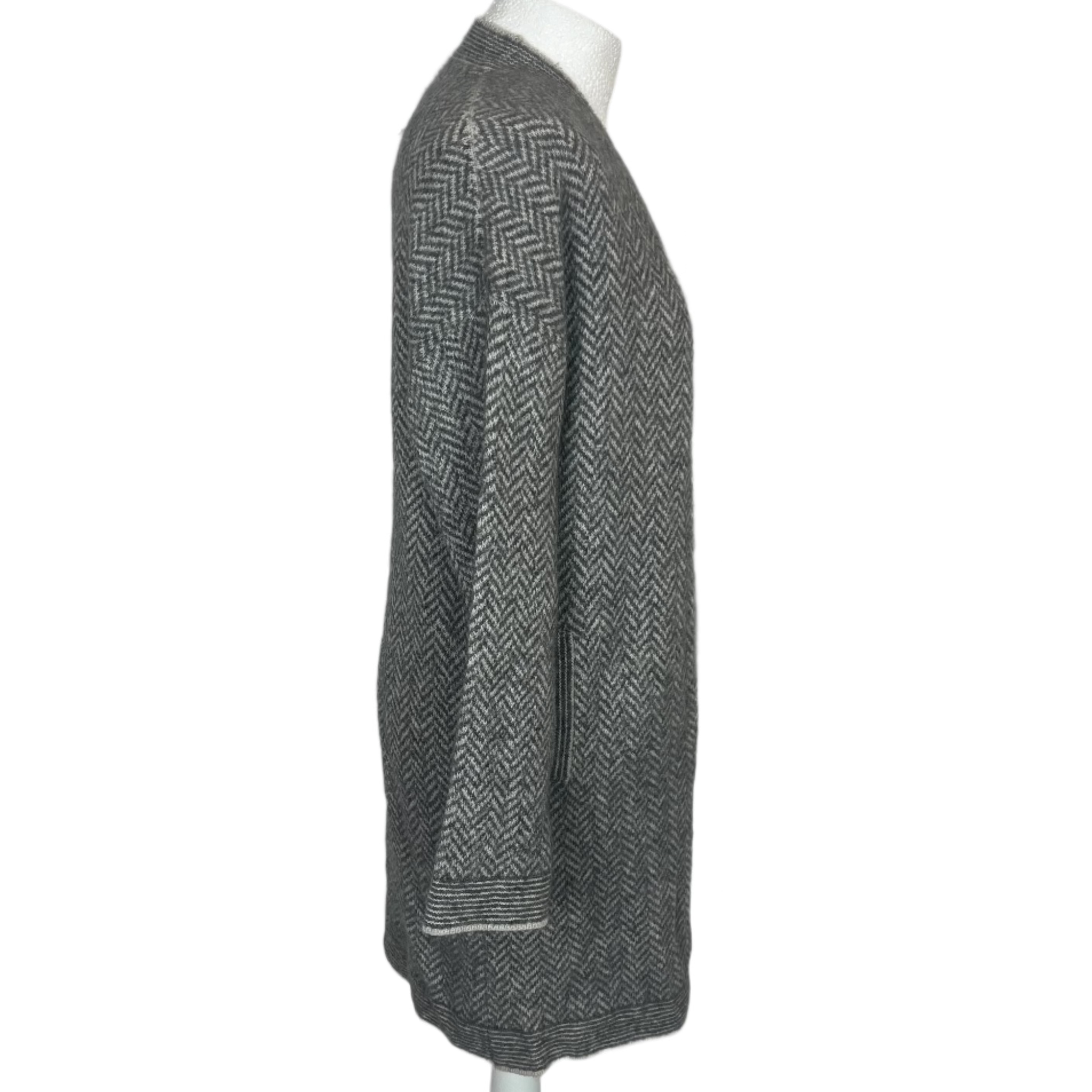 Loro Piana £2340 Grey & White Cashmere Longline Cardigan S